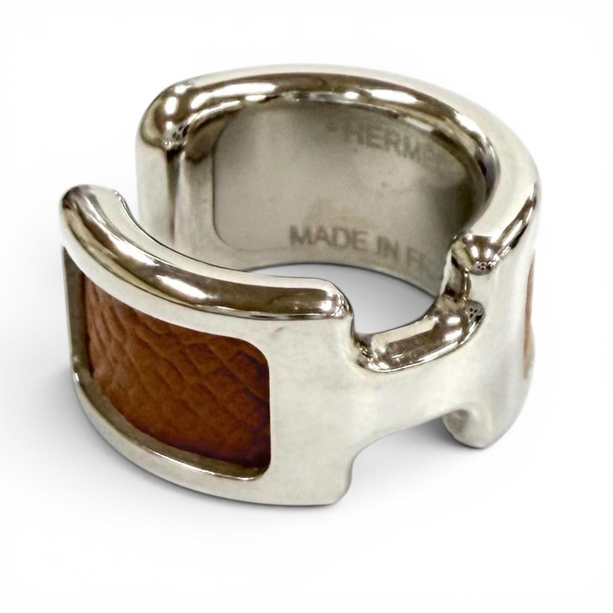 HERMES Olympe PM Ear Cuff, Gold, Veau Epsom Leather, Silver Hardware, Made in France, Women's, Comes with Box and Dust Bag — Like New
