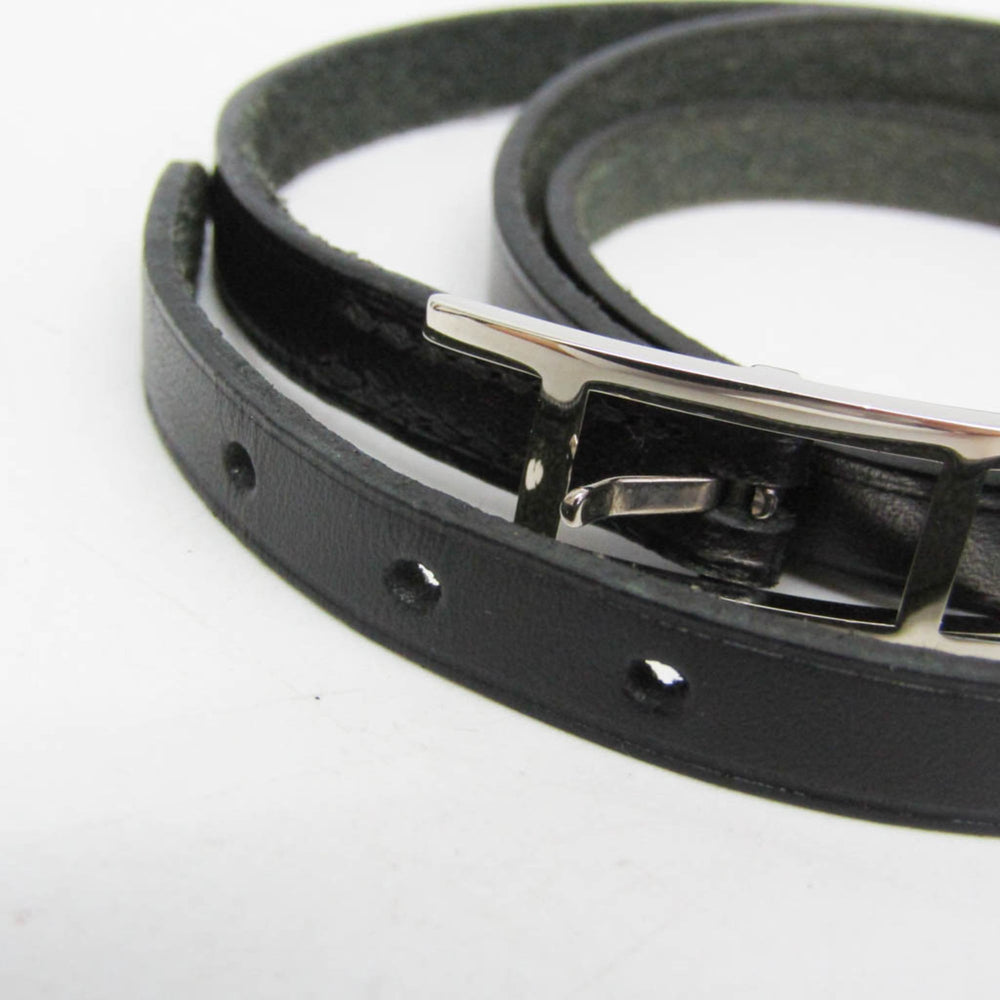 Hermes Hapi III Choker Leather,Metal Bangle Silver,Black — Like New