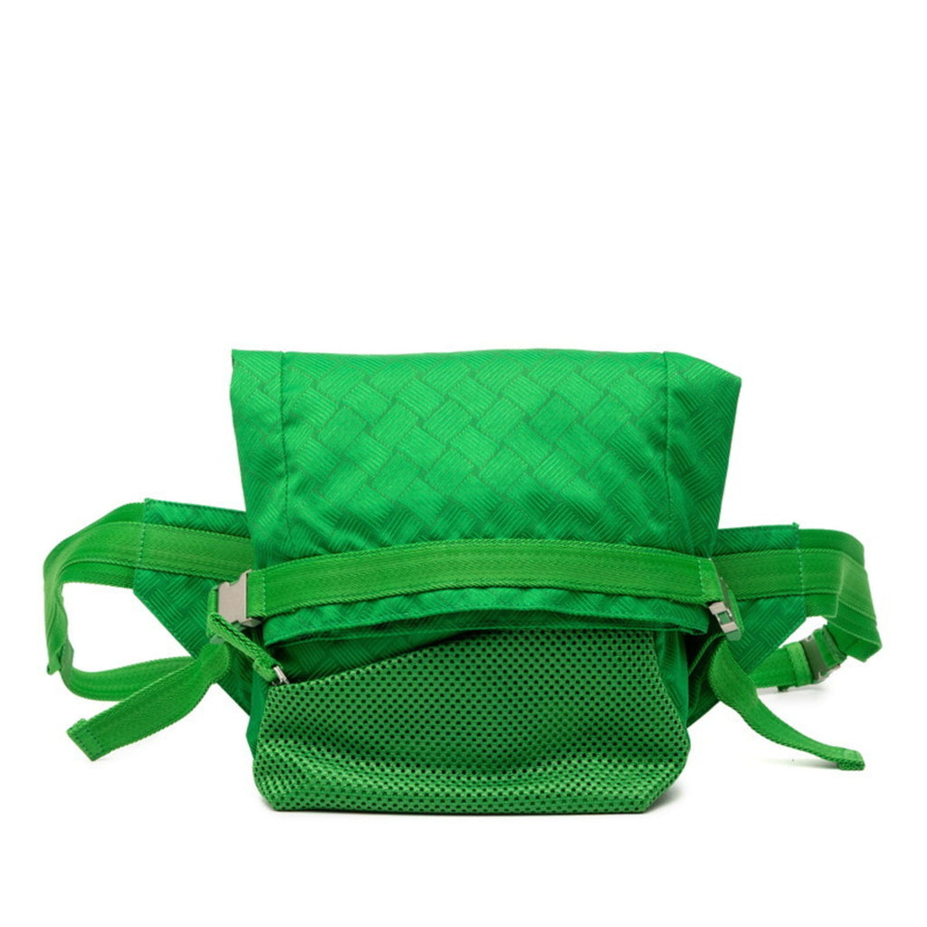 Bottega Veneta Intrecciato Body Bag Green Nylon Women's BOTTEGAVENETA