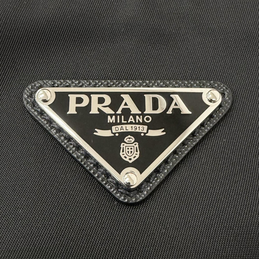 PRADA 2VG098 Triangle Logo Saffiano Leather Re-Nylon 2-Way Backpack Tote Bag Black Made in Italy Men's with Dust — Like New
