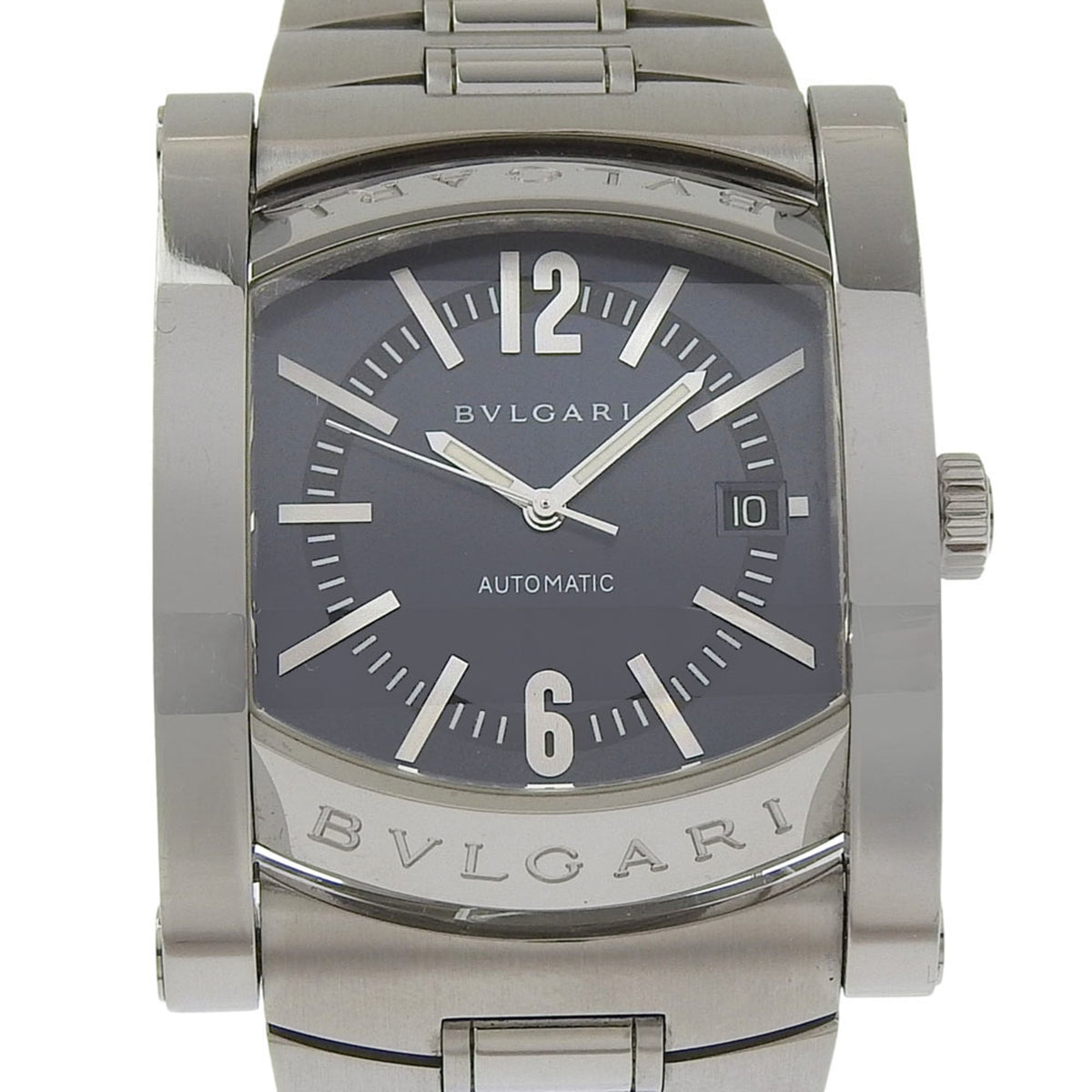 Bulgari BVLGARI Assioma Watch AA48S Stainless Steel Silver Automatic Analog Black Dial Men's — Good