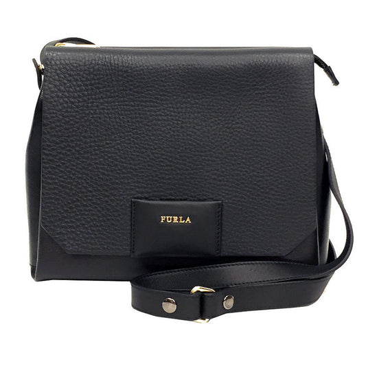 Furla FURLA Meridian Shoulder Bag Leather Black/Brown aq8313