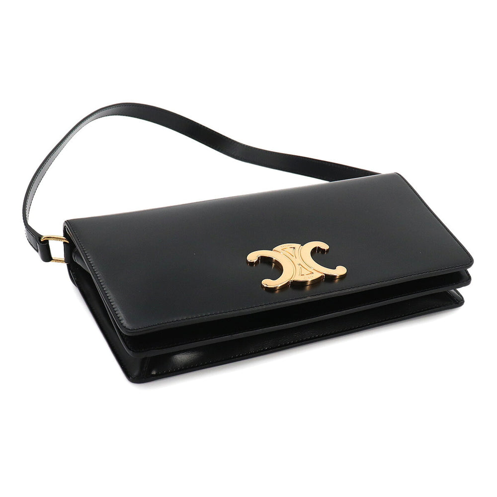 Celine Triomphe Trapeze 2-way Shoulder Clutch Handbag, Leather, Black, 199283BF4, Gold Hardware, Bag — New - Store Return