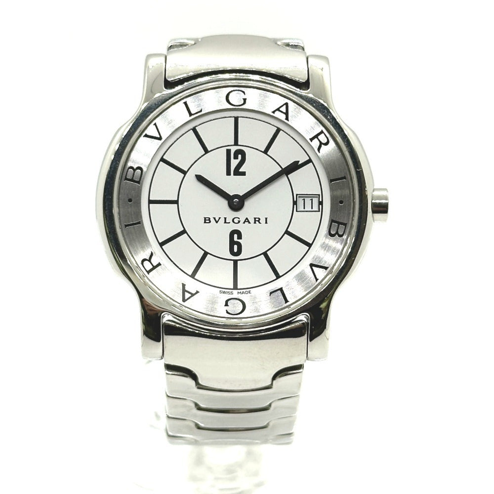 BVLGARI ST35S Solotempo Quartz Date Watch, Stainless Steel, Men's, Silver — Good