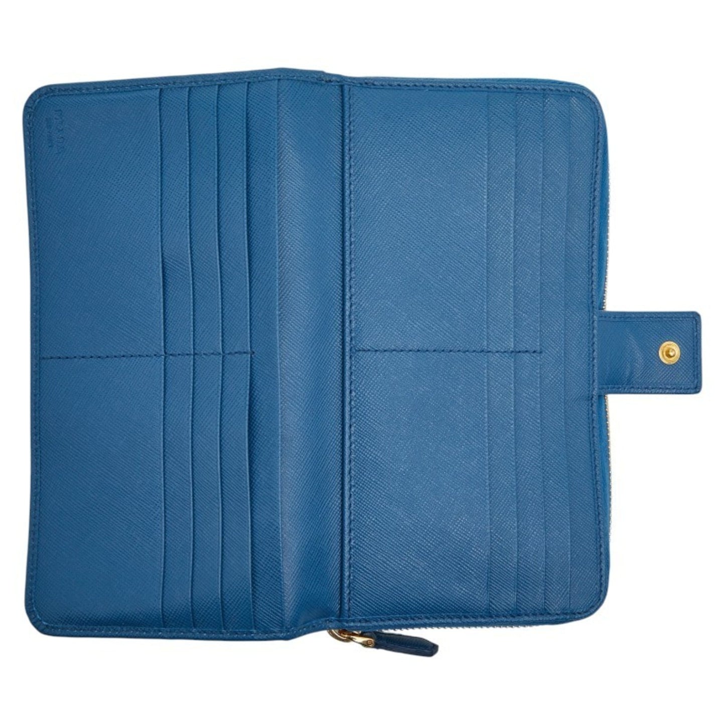Prada Logo Long Wallet 1M1348 Blue Saffiano Leather Women's PRADA