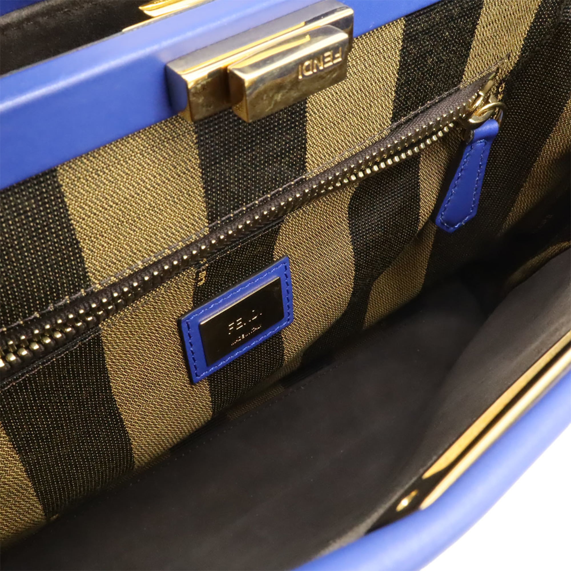 FENDI Peekaboo Regular Handbag/Tote/Shoulder Bag in Blue Leather (8BN226)