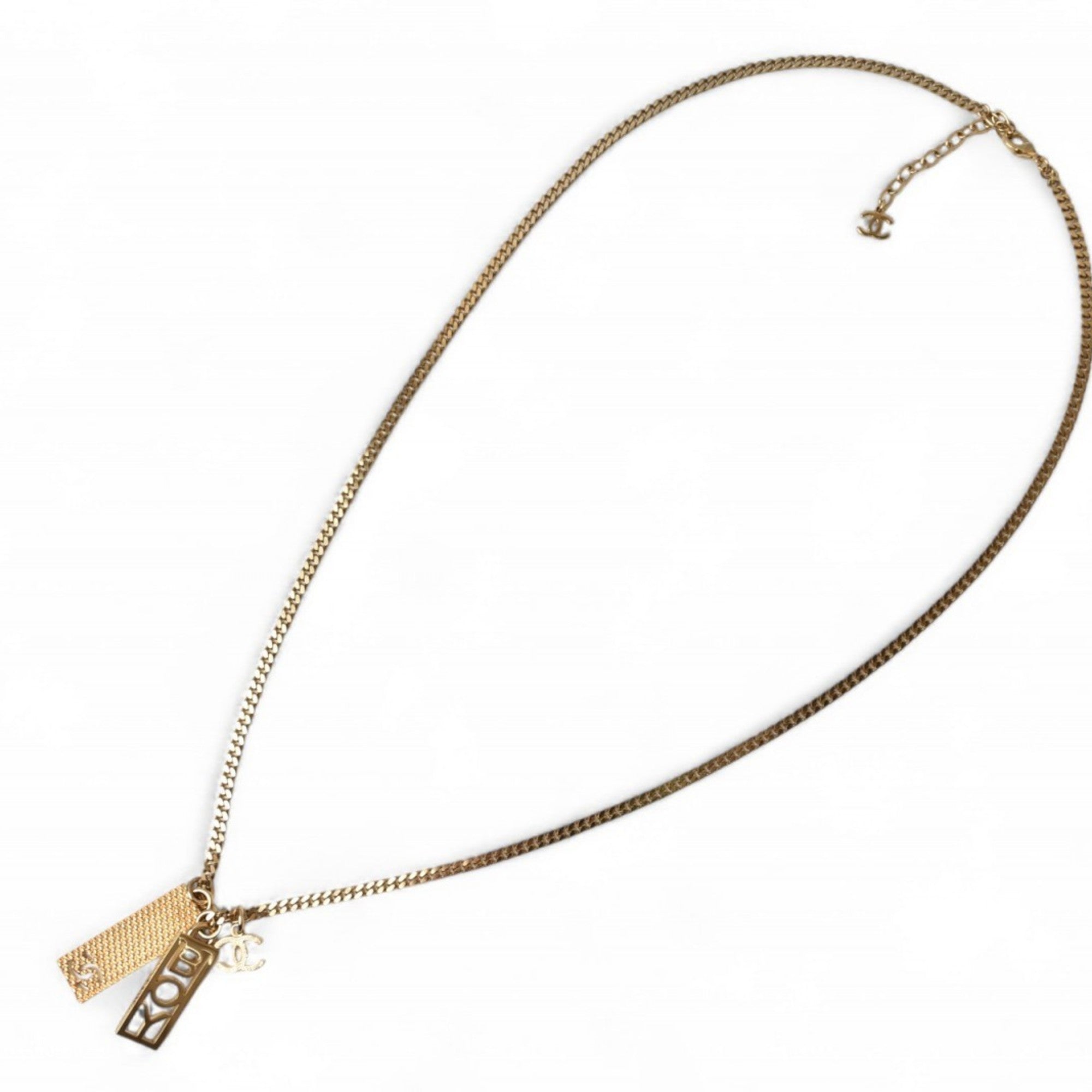 Chanel Long Necklace Pendant BOY CHANEL Boy Coco CC Tag C22P Gold — Like New