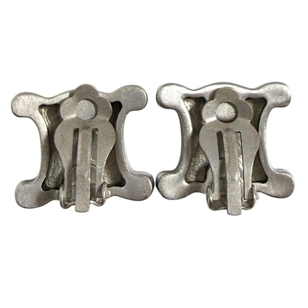 Celine Macadam Clip Earrings for Men and Women, Silver