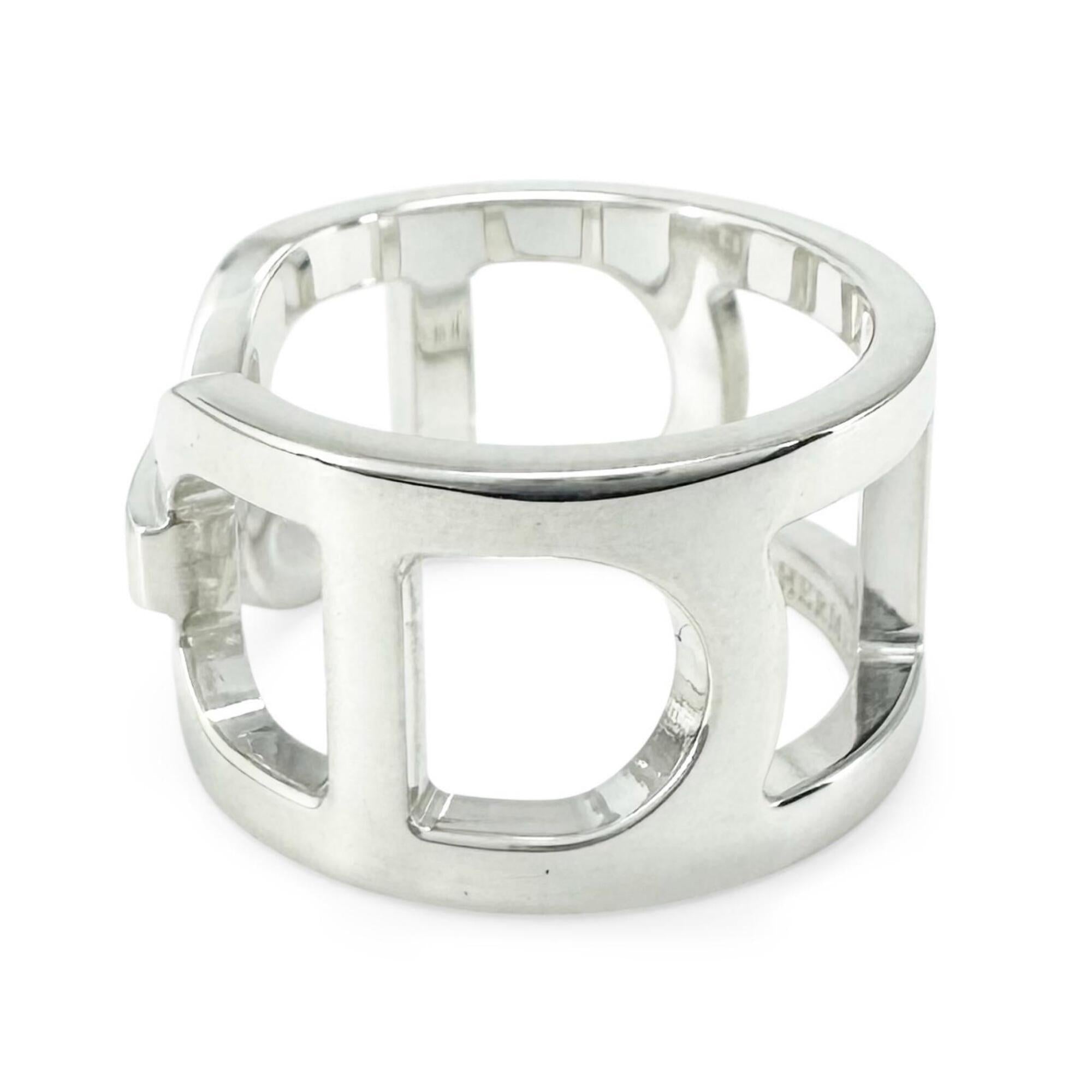 HERMES Everchaine d'Ancre AG925 Ring, 2021 model, Silver, Size 48, with case, Made in Italy, Weight: 5.6g, Women's — Like New