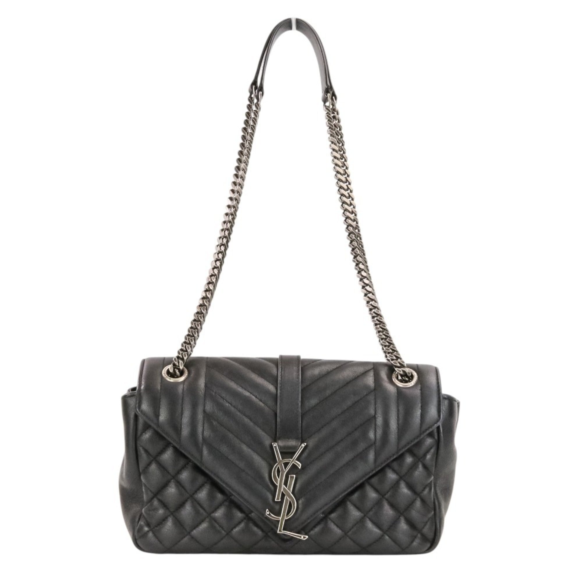 Yves Saint Laurent SAINT LAURENT PARIS Classic Small Satchel Leather Shoulder Bag 428125 Black Women's — Like New