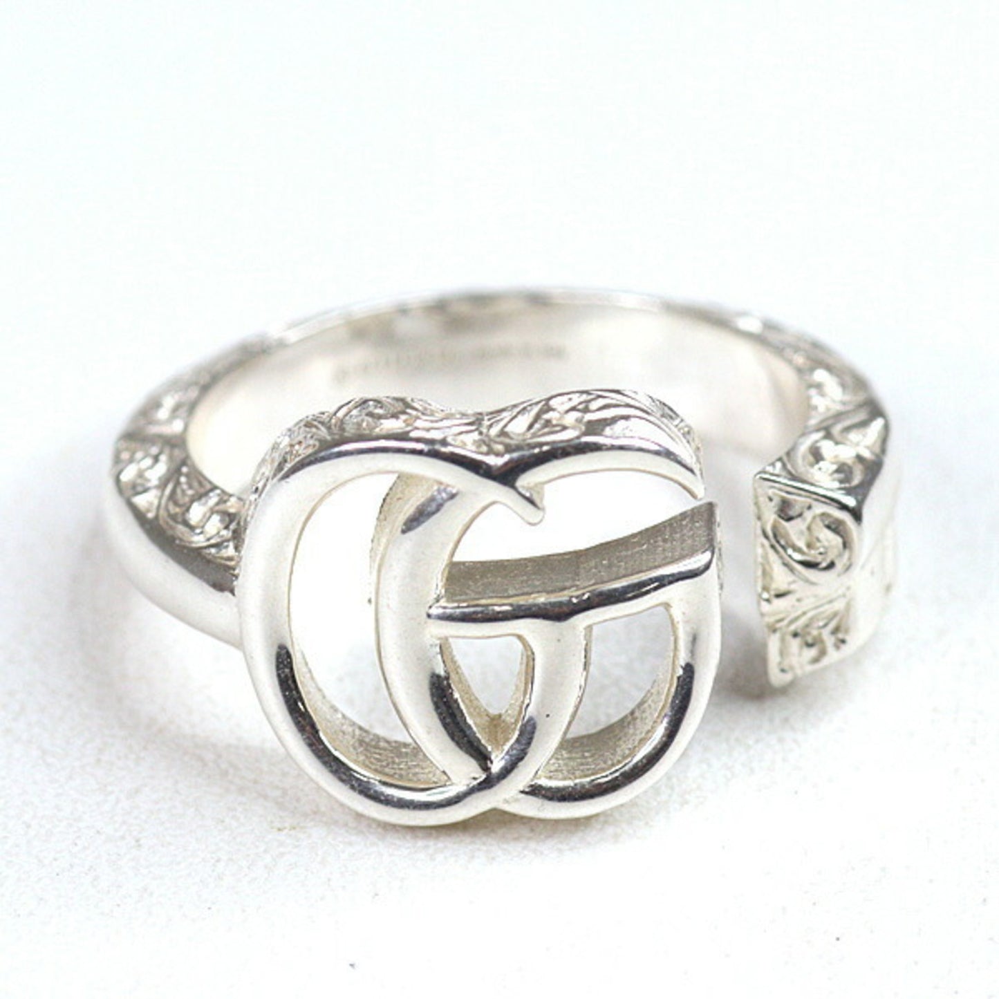 Gucci Double G Key Motif Ring in Sterling Silver (Ag925), Size 12 (Actual 11)