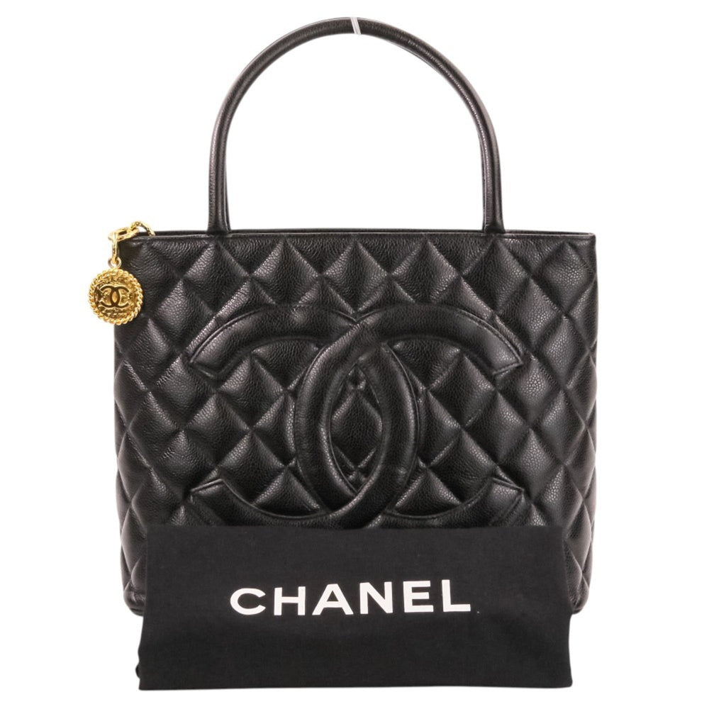CHANEL Chanel Caviar Skin Matelassé Coco Mark Leather Reissue Tote Handbag A01804 Black Women's — Like New