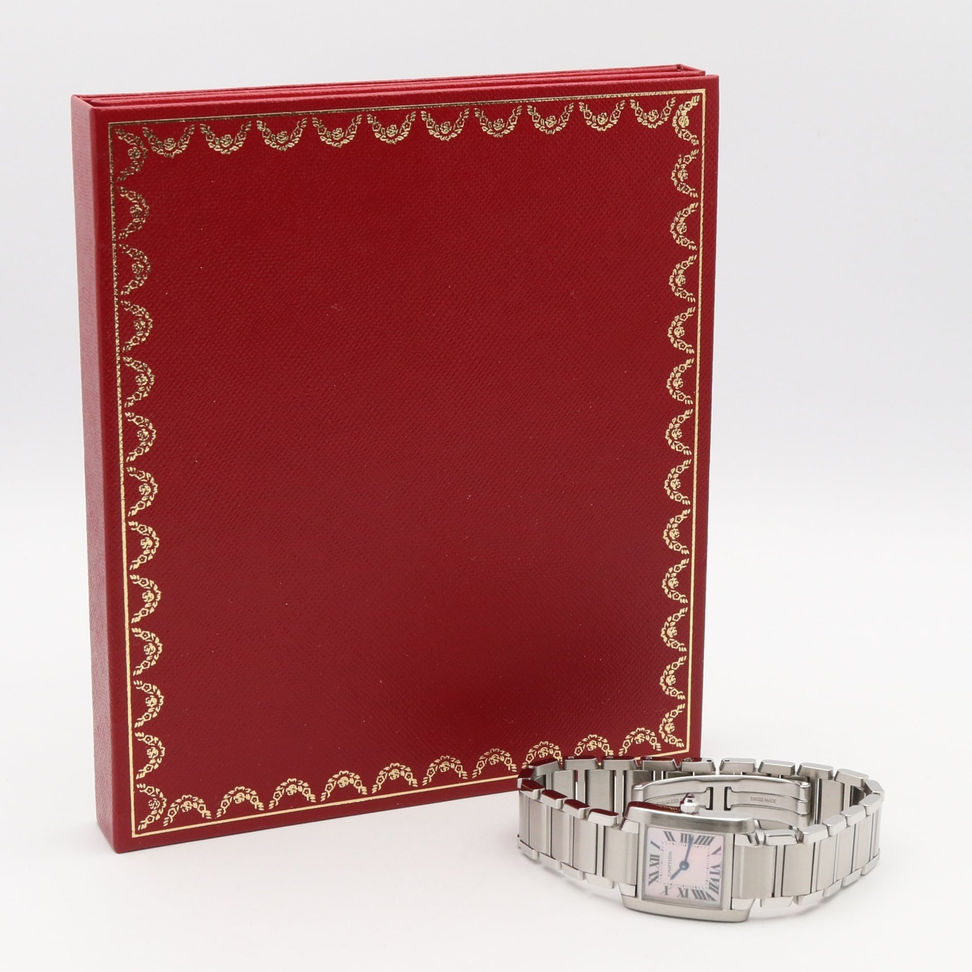 Cartier Tank Française SM Watch, Stainless Steel, Ladies, Pink/Pink Shell, W51028Q3 — Very Good