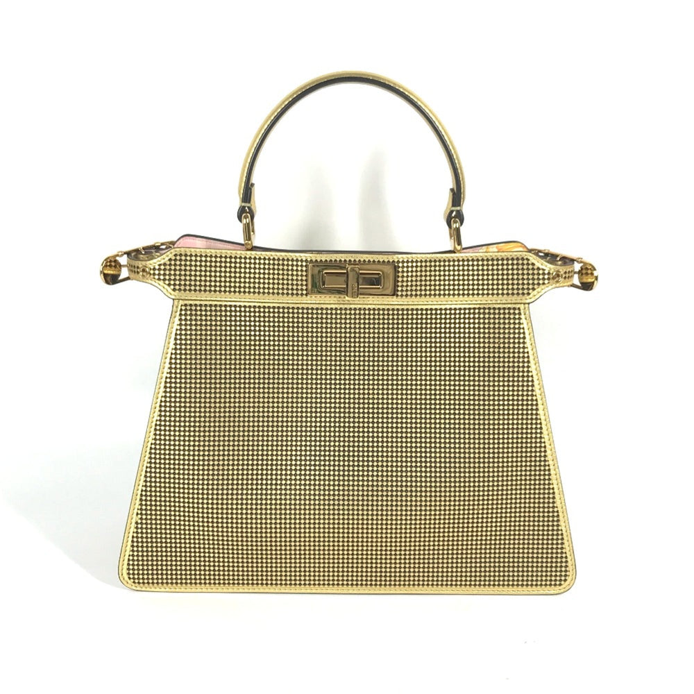 Fendi 8BN321 Versace VERSACE collaboration 2WAY Shoulder Bag Hand Bag Gold pink — Like New