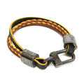 Louis Vuitton Damier Graphite LV Treble Bracelet M6423 Damier Graphite,Leather Bangle Black,Brown,Yellow