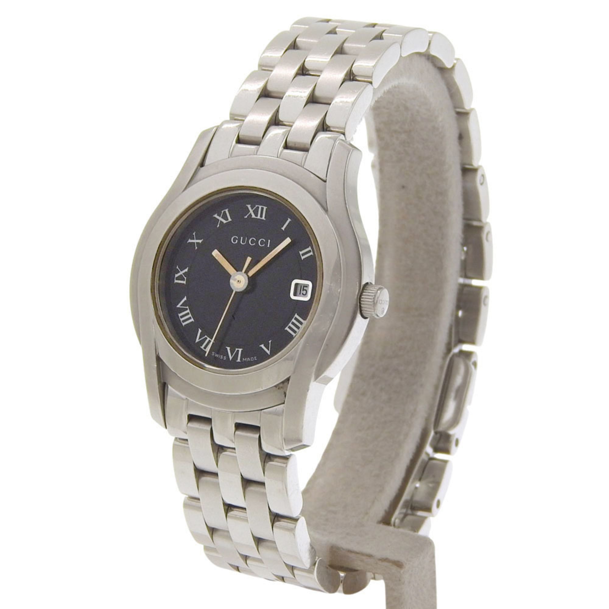 Gucci 5500L Black Dial Stainless Steel Quartz Watch, Approx. 26mm, Women's Date Display — Good