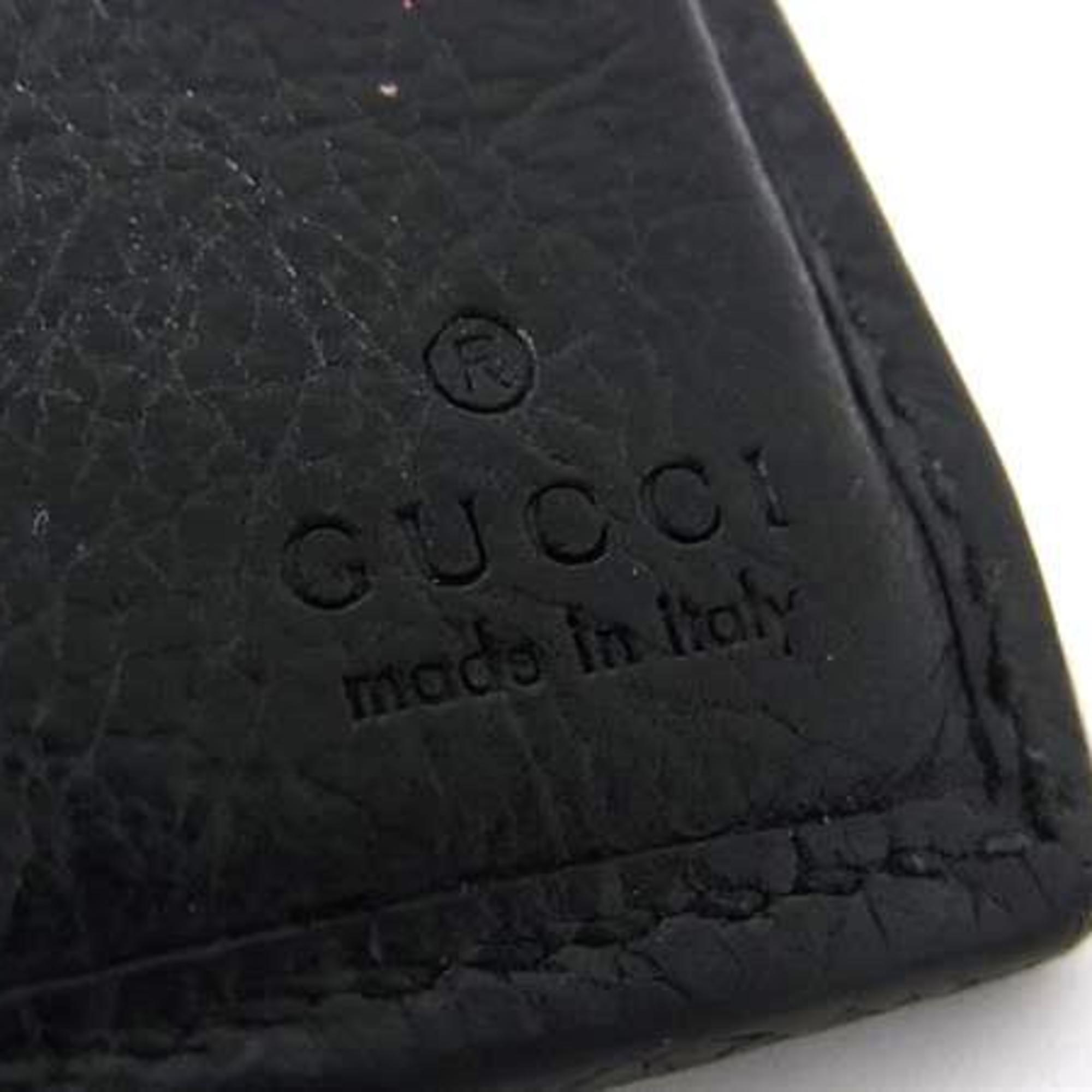 GUCCI Interlocking G Wallet 575985 Black Leather Men's Bifold