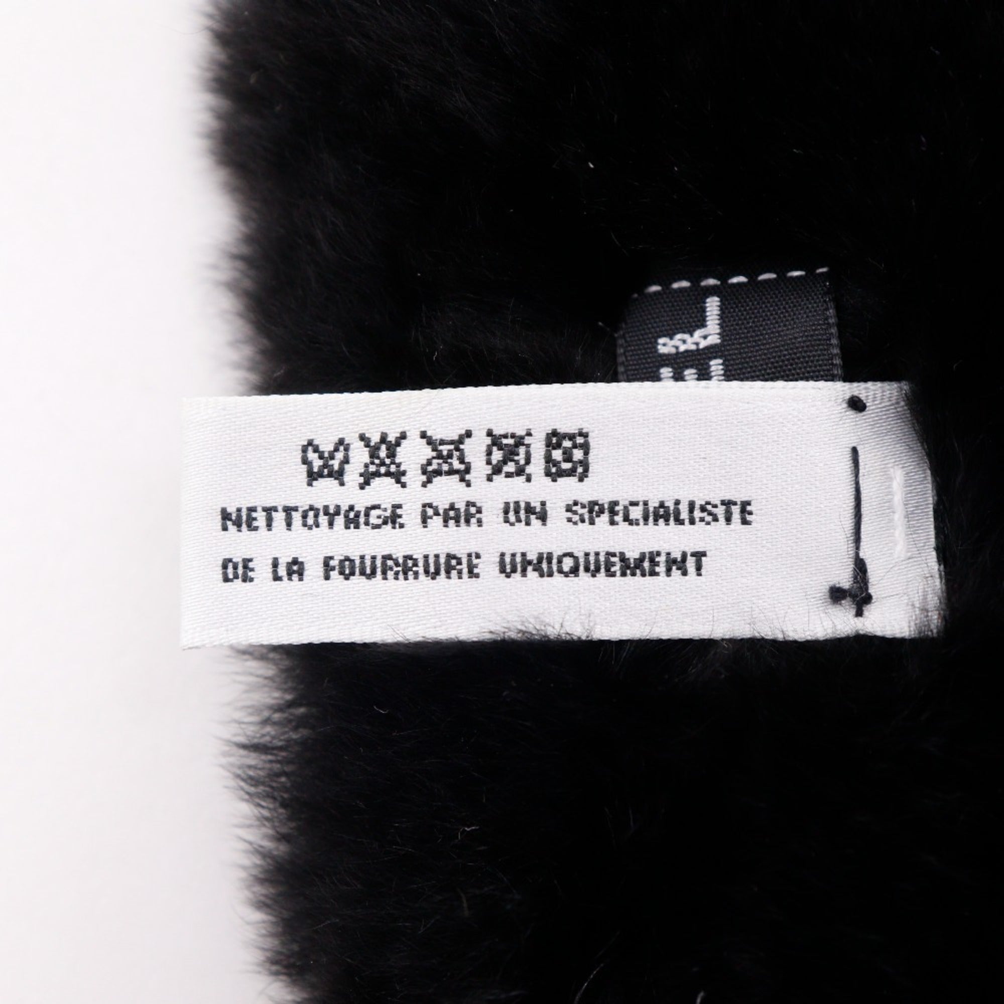 CHANEL COCO Mark Bracelet Wristband with Rabbit Fur, Black, Approx. 35g, Women's — Like New