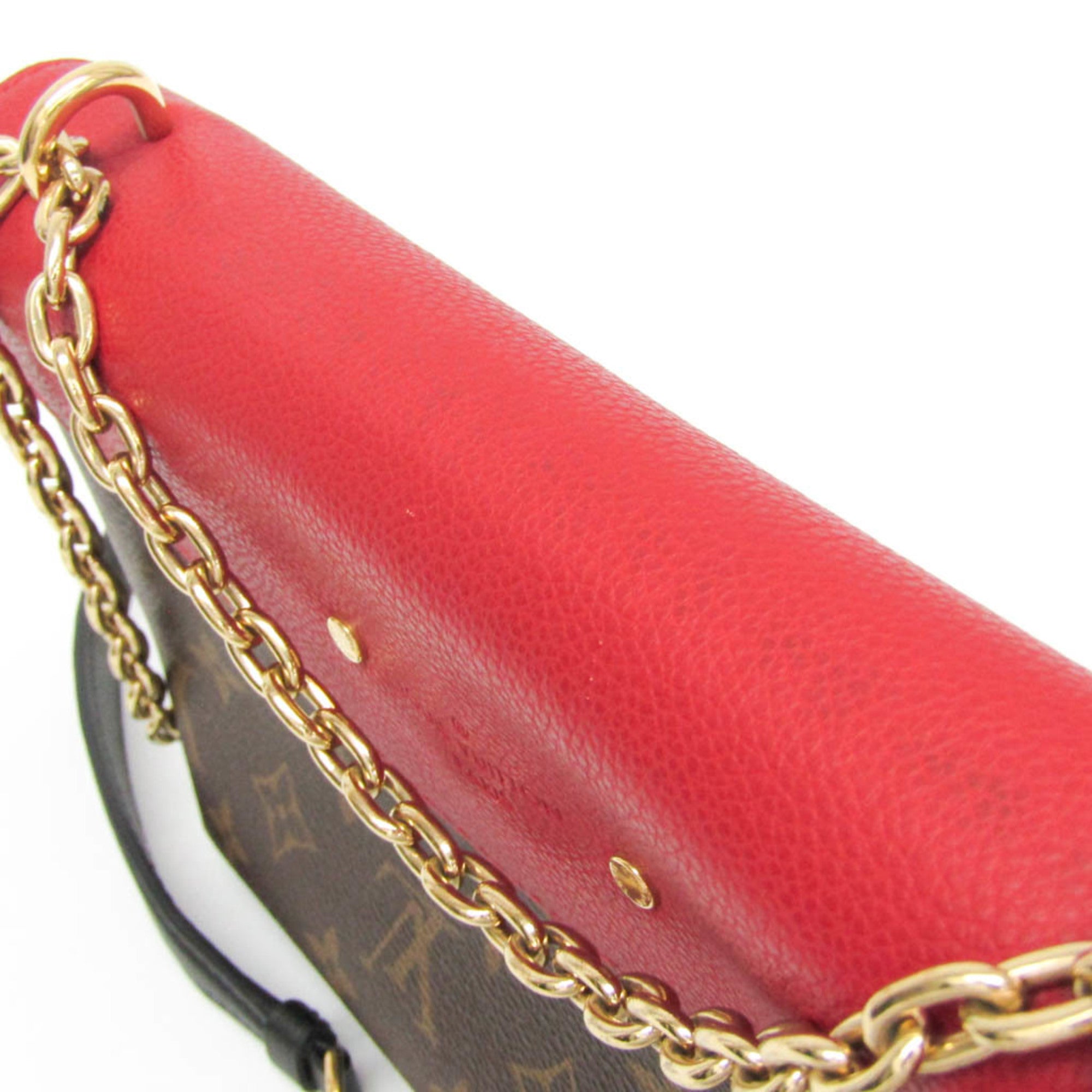 Louis Vuitton Monogram Saint Placide M43713 Women's Shoulder Bag Brown,Red Color — Like New