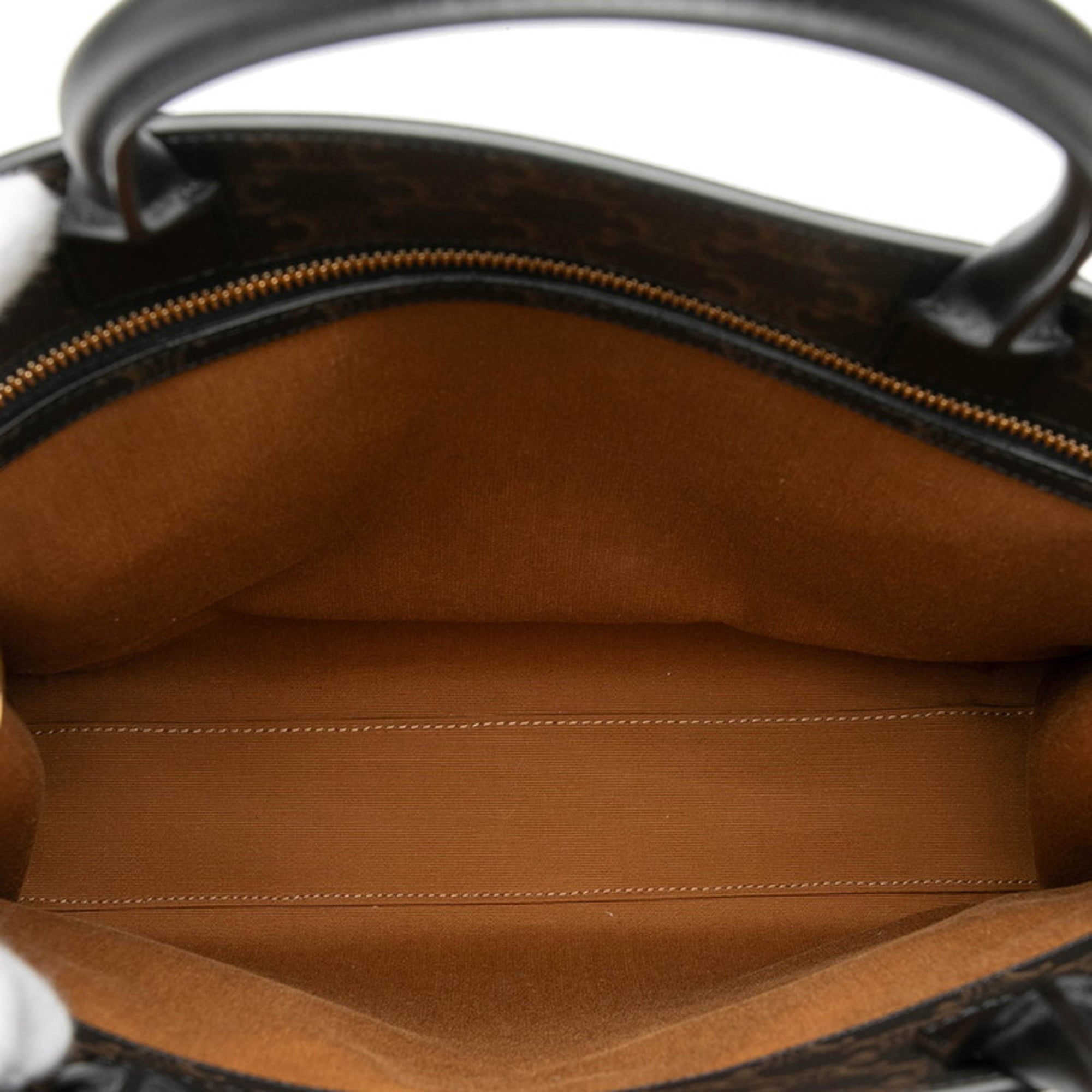 Celine Triomphe Vertical Cabas Medium Shoulder Bag/Tote Bag, 2-Way, Black/Brown Leather, Women's, CELINE