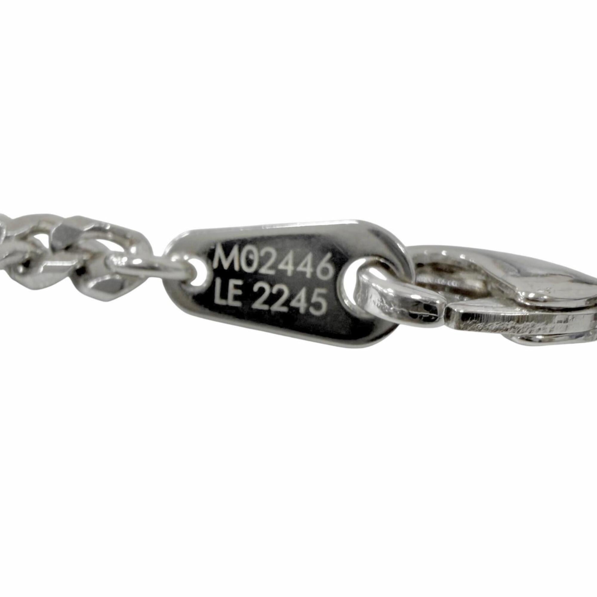 LOUIS VUITTON (Louis Vuitton) 2025 model M02446 Damier Staple Pendant Necklace, Silver, Made in Italy, Men's, with Box and Dust Bag — Like New
