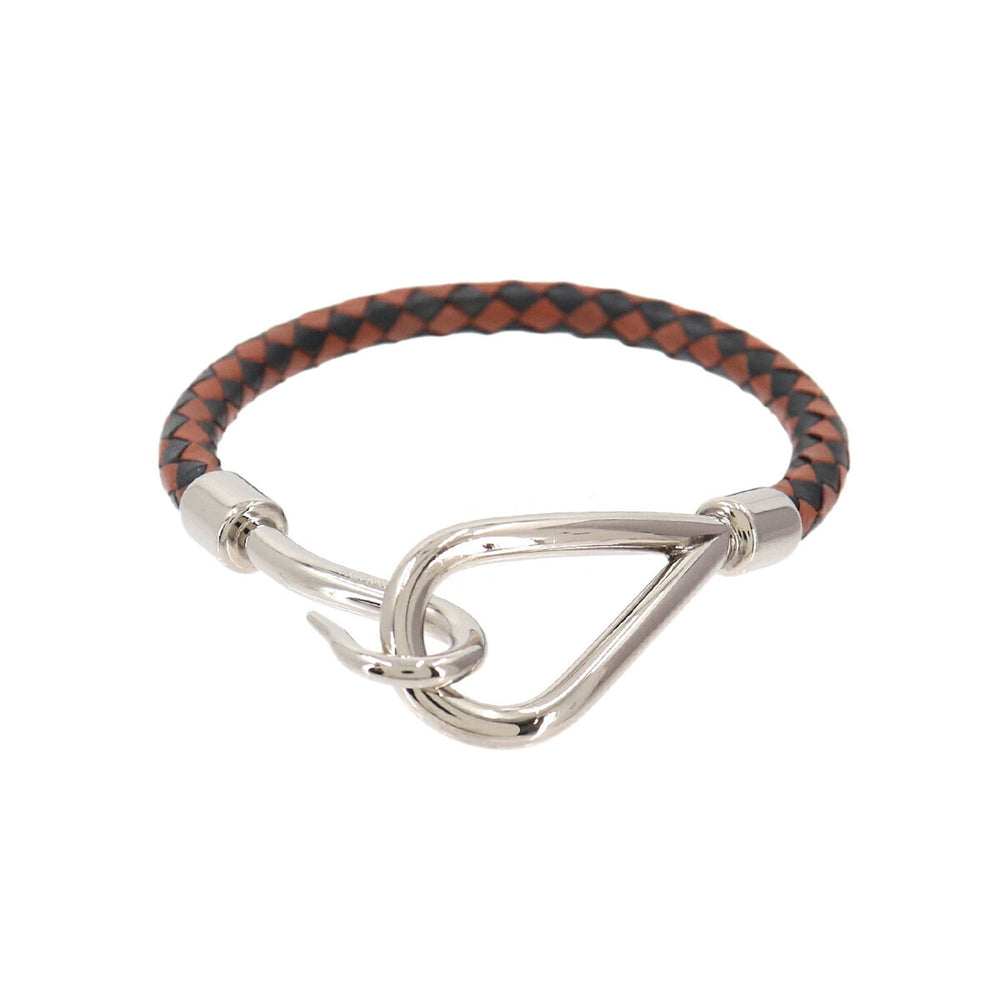 Hermes Jumbo H Bracelet, Leather, Brown, Black, Silver Hardware — New - Store Return