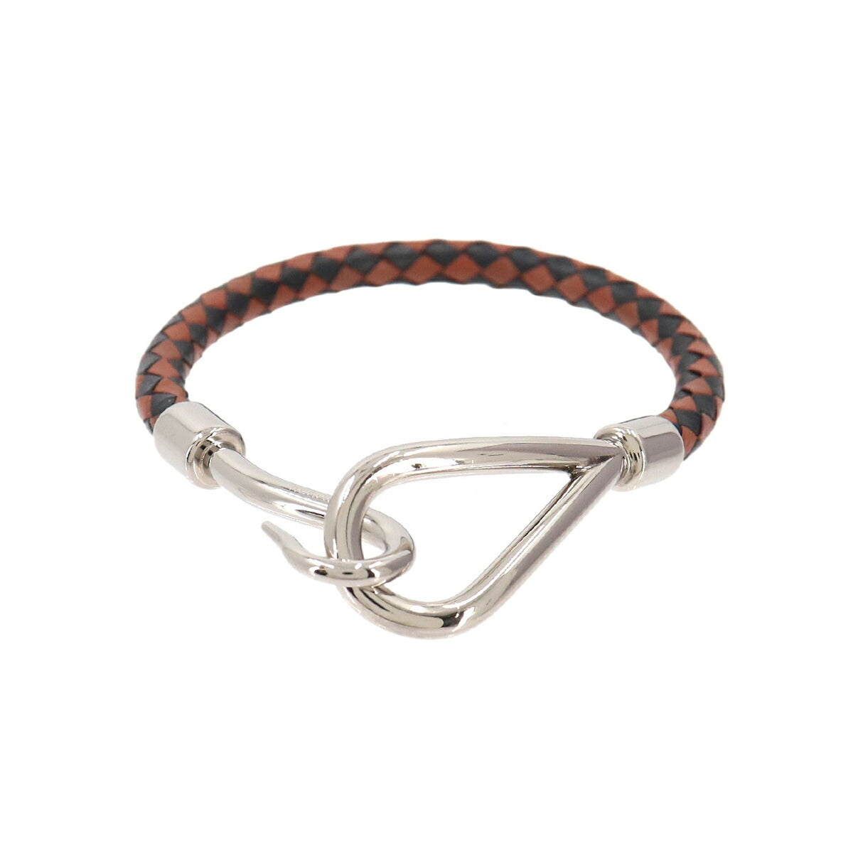 Hermes Jumbo H Bracelet, Leather, Brown, Black, Silver Hardware — New - Store Return