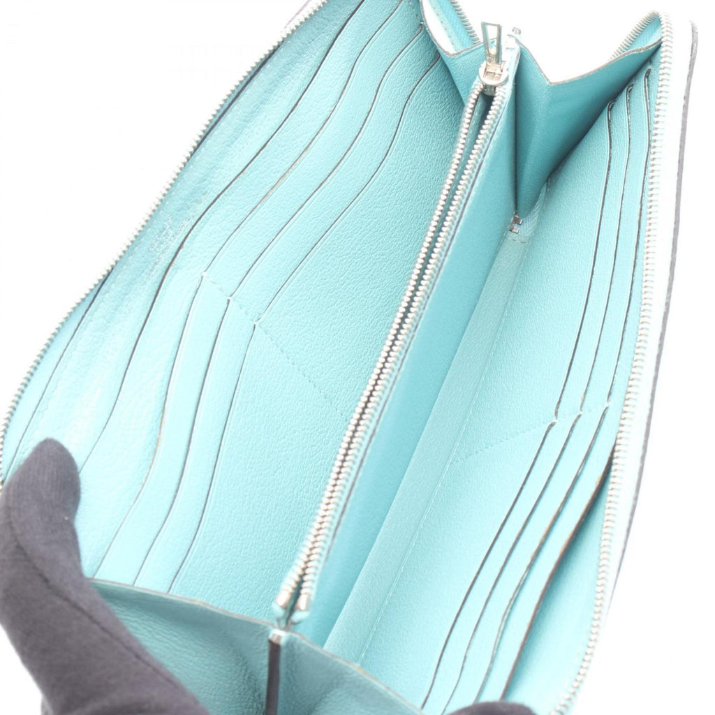 Hermes Hermès Azap Long Round Wallet in Taurillon Clemence Leather, Blue, for Women