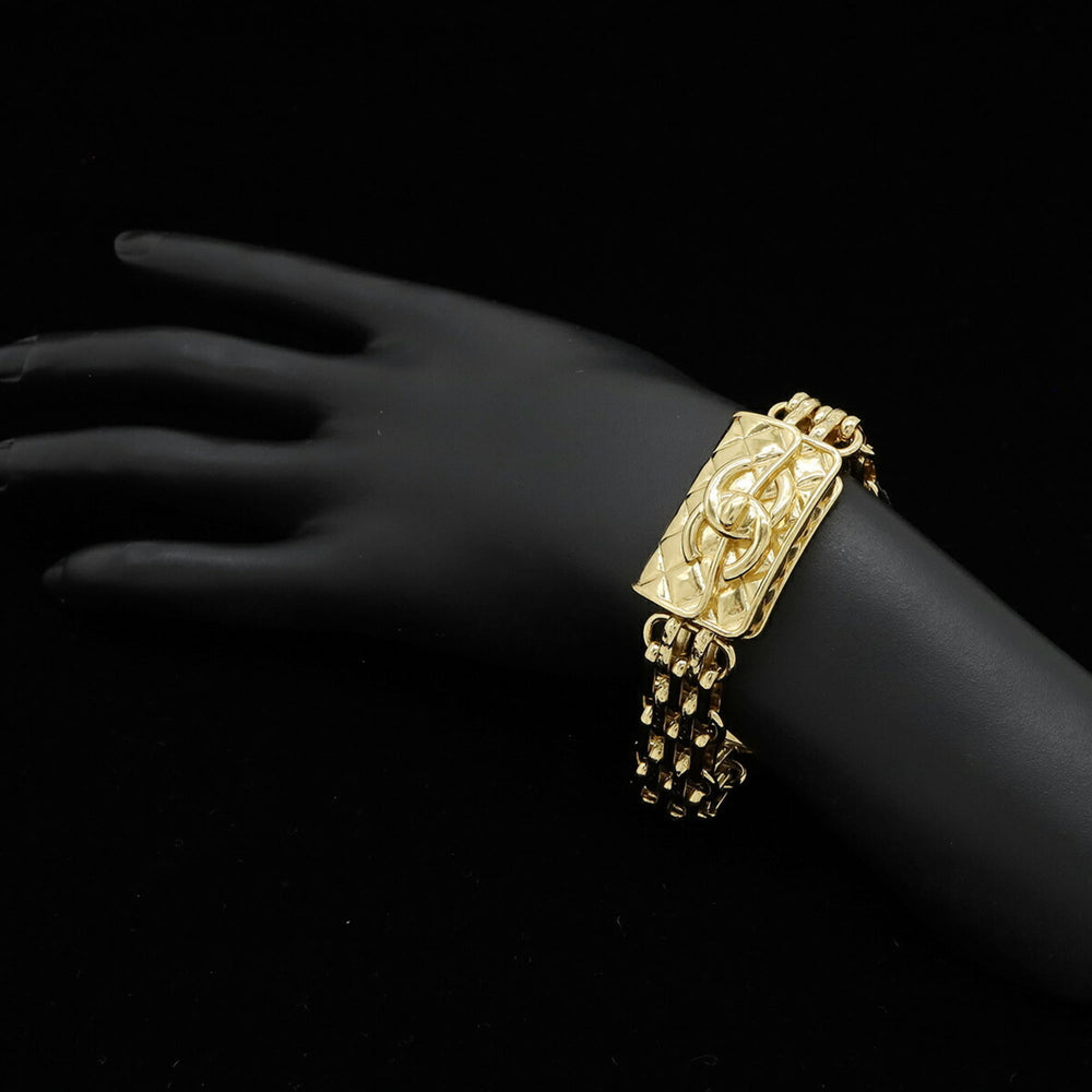 CHANEL Matelassé Coco Mark Chain Bracelet, Handbag Motif, GP Gold, B23 K — Like New