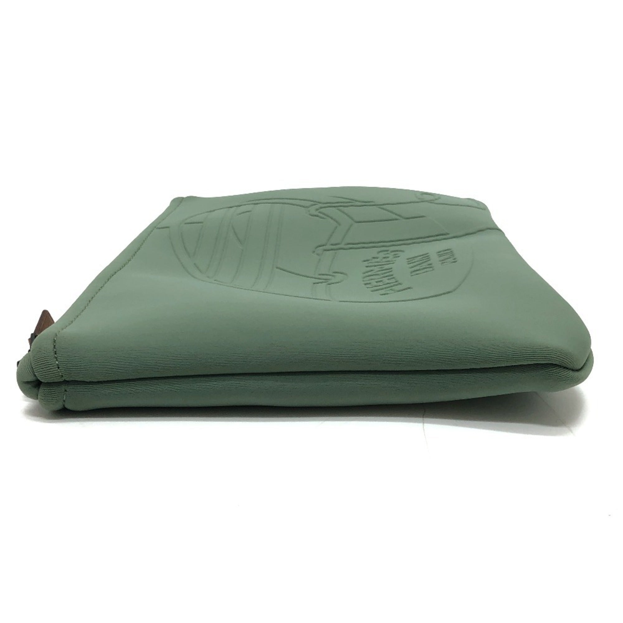 HERMES NeoBain Thalassa PM - Small item storage, flat handbag/pouch, nylon, women's, khaki, like new — Like New