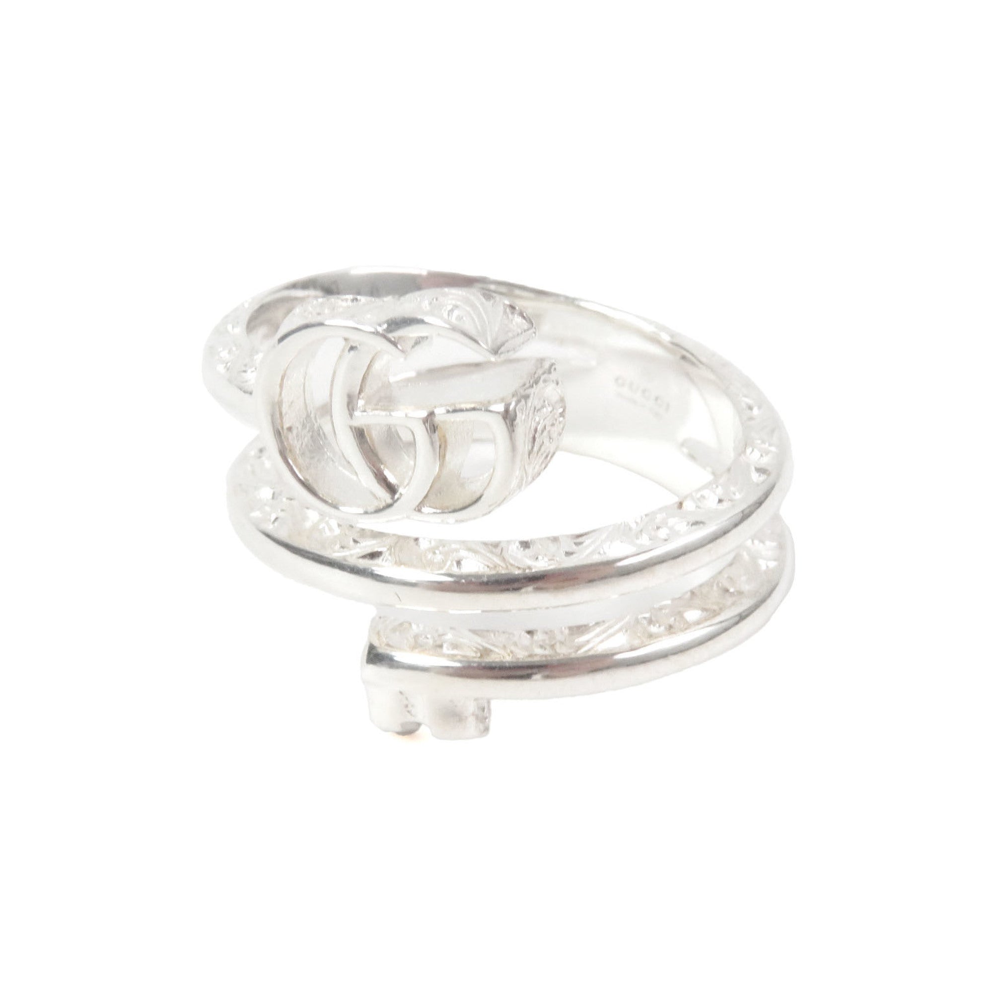 GUCCI 770719 Double G Key Motif Ring, AG925 Sterling Silver, 18k Gold, Made in Italy, Weight 8.36g, Men's — Like New
