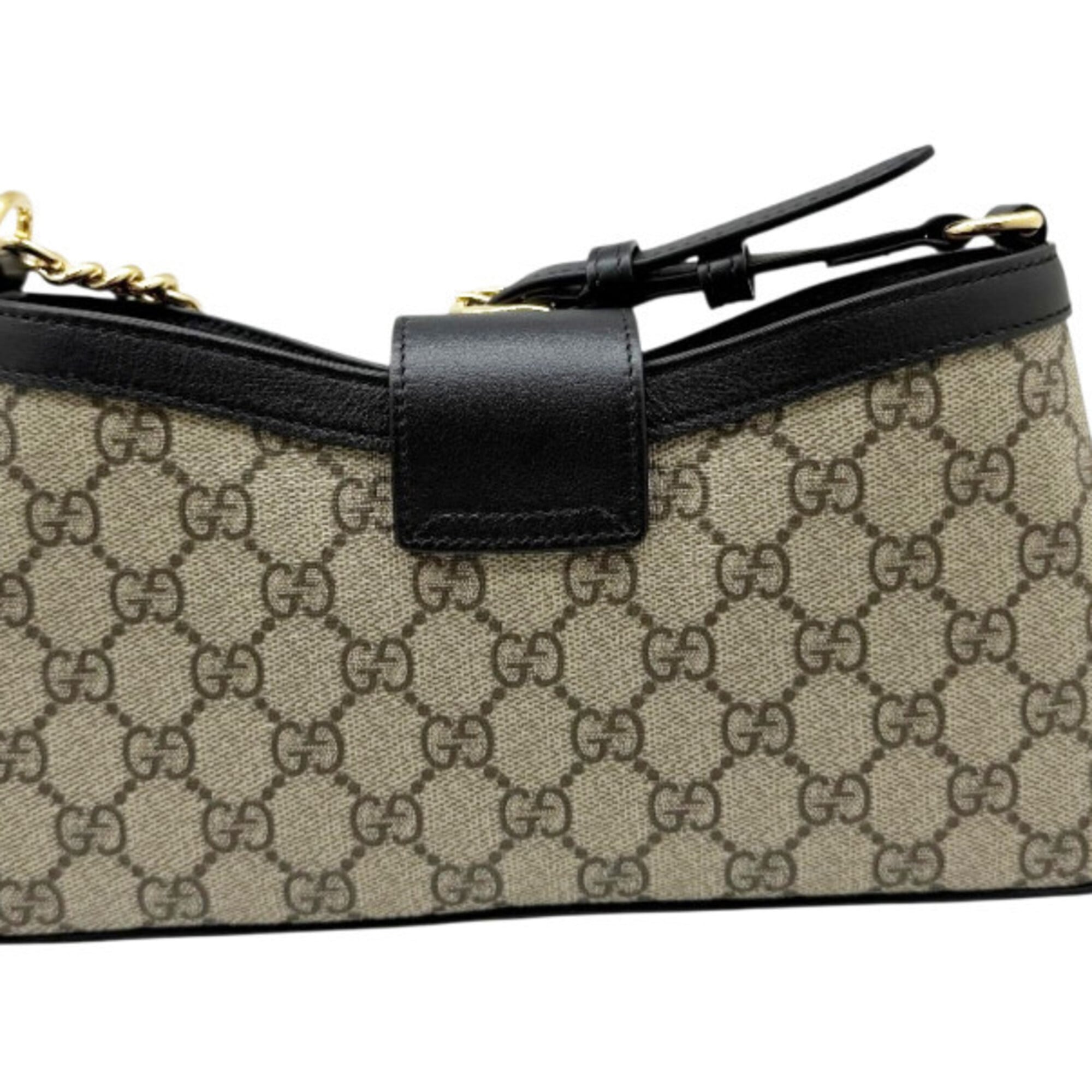 GUCCI GG Supreme Padlock Small Leather Shoulder Bag Chain for Women (Beige/Black, 811705) — Like New