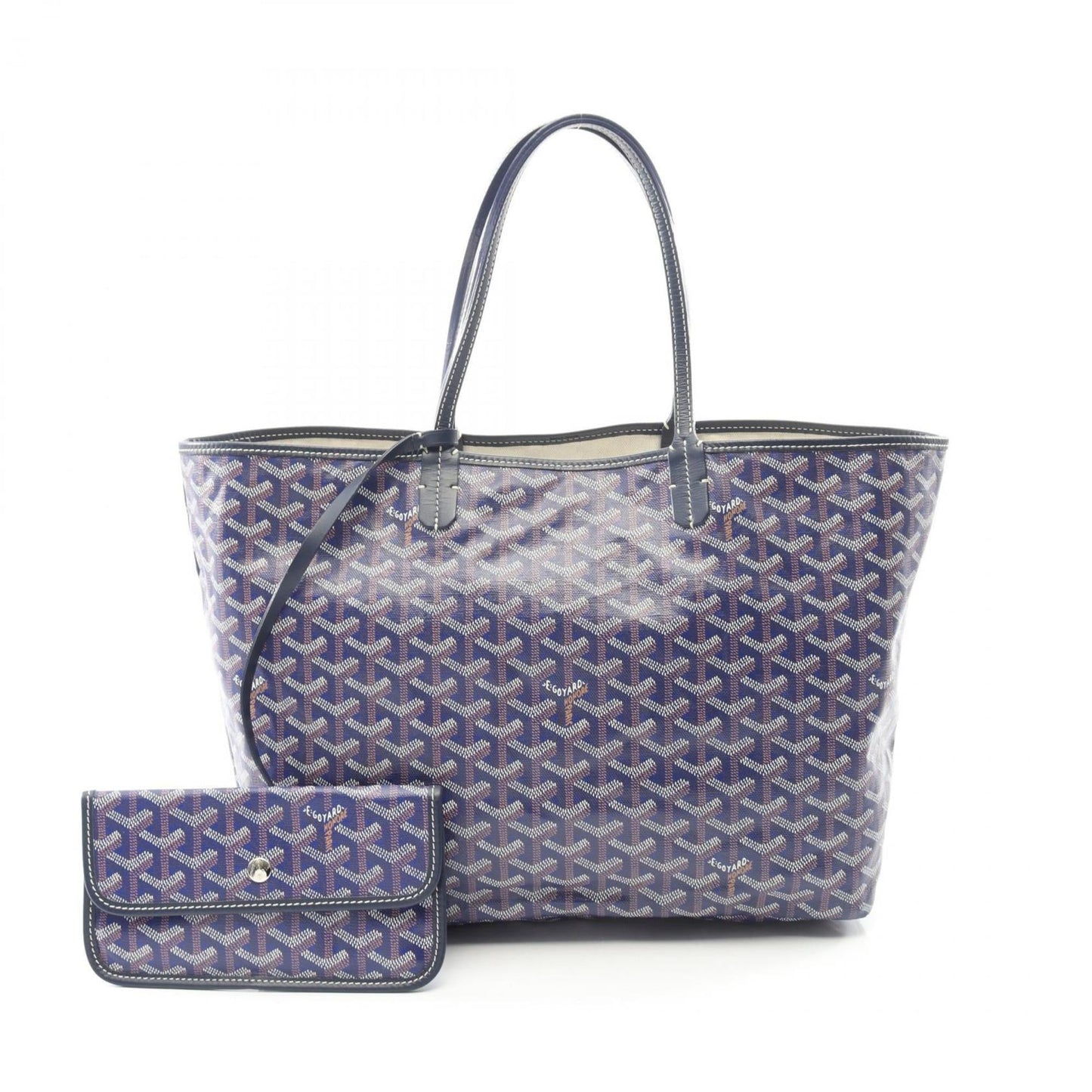 Goyard Saint Louis PM Tote Bag, Coated Canvas and Leather, Women's, Blue, Navy, Multicolor