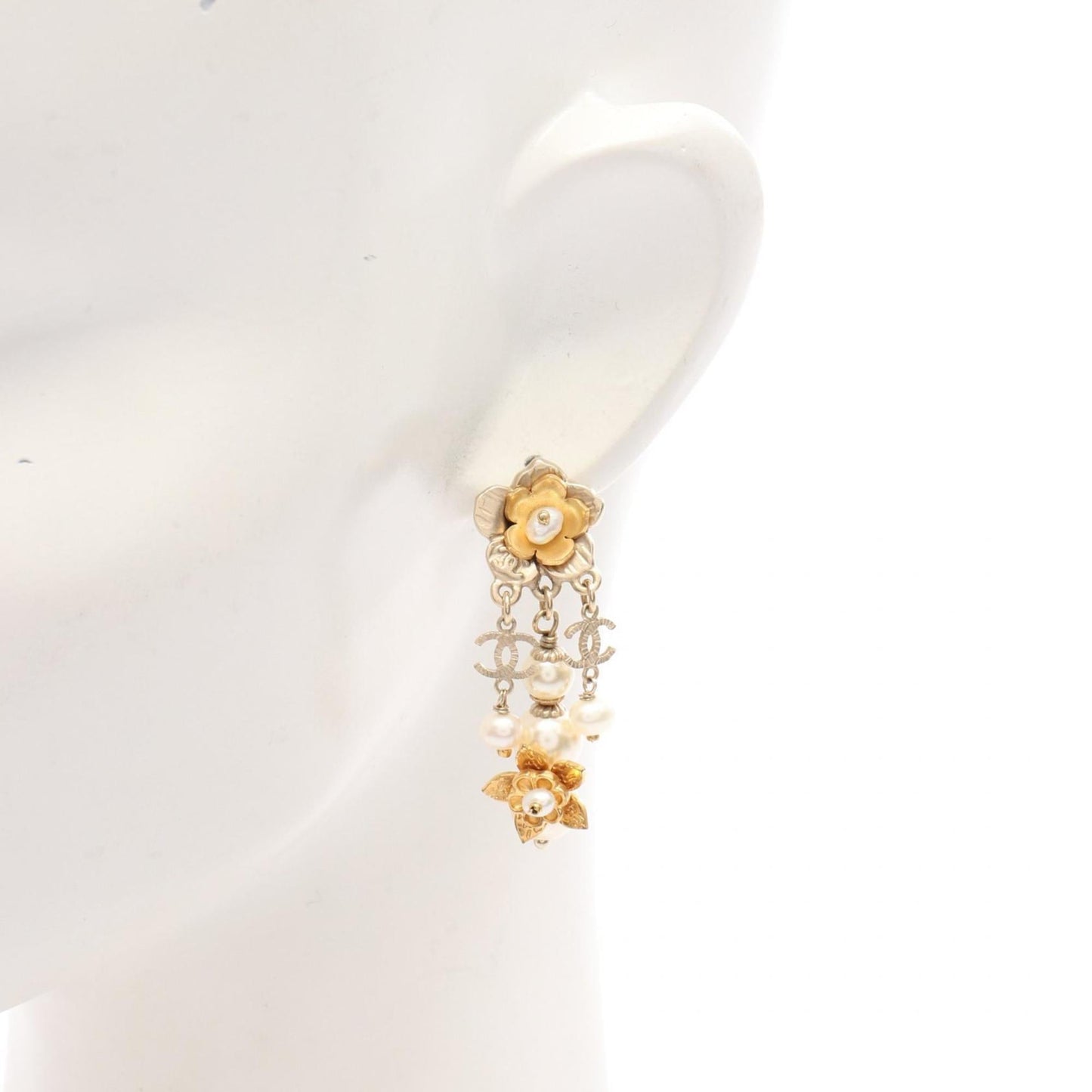 CHANEL Coco Mark Earrings with Gold-Plated Faux Pearls for Women