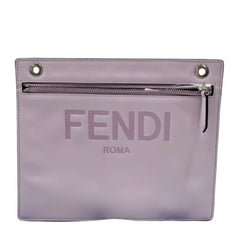 FENDI Zucca Clutch Bag 7AR985 Gray Purple Leather Men's Women's — Like New