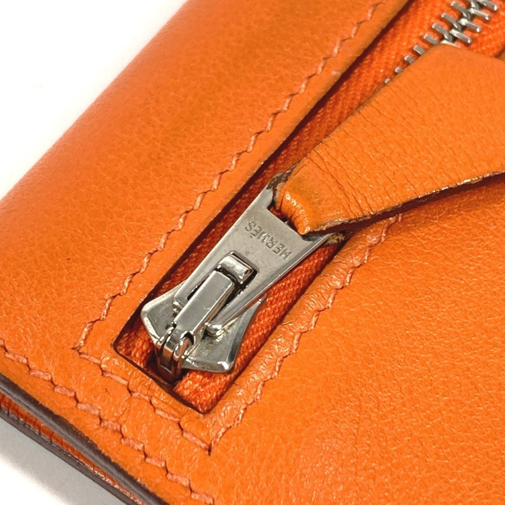 HERMES Zip Zap Compact Wallet, Bifold Swift, Men's and Women's, Orange