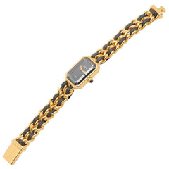 Chanel CHANEL Première M Wristwatch, Gold Plated (GP), Leather Strap, Women's, Black, H0001 — Very Good