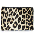 CELINE Leopard Print Pony Clutch Bag in Beige and Brown for Women