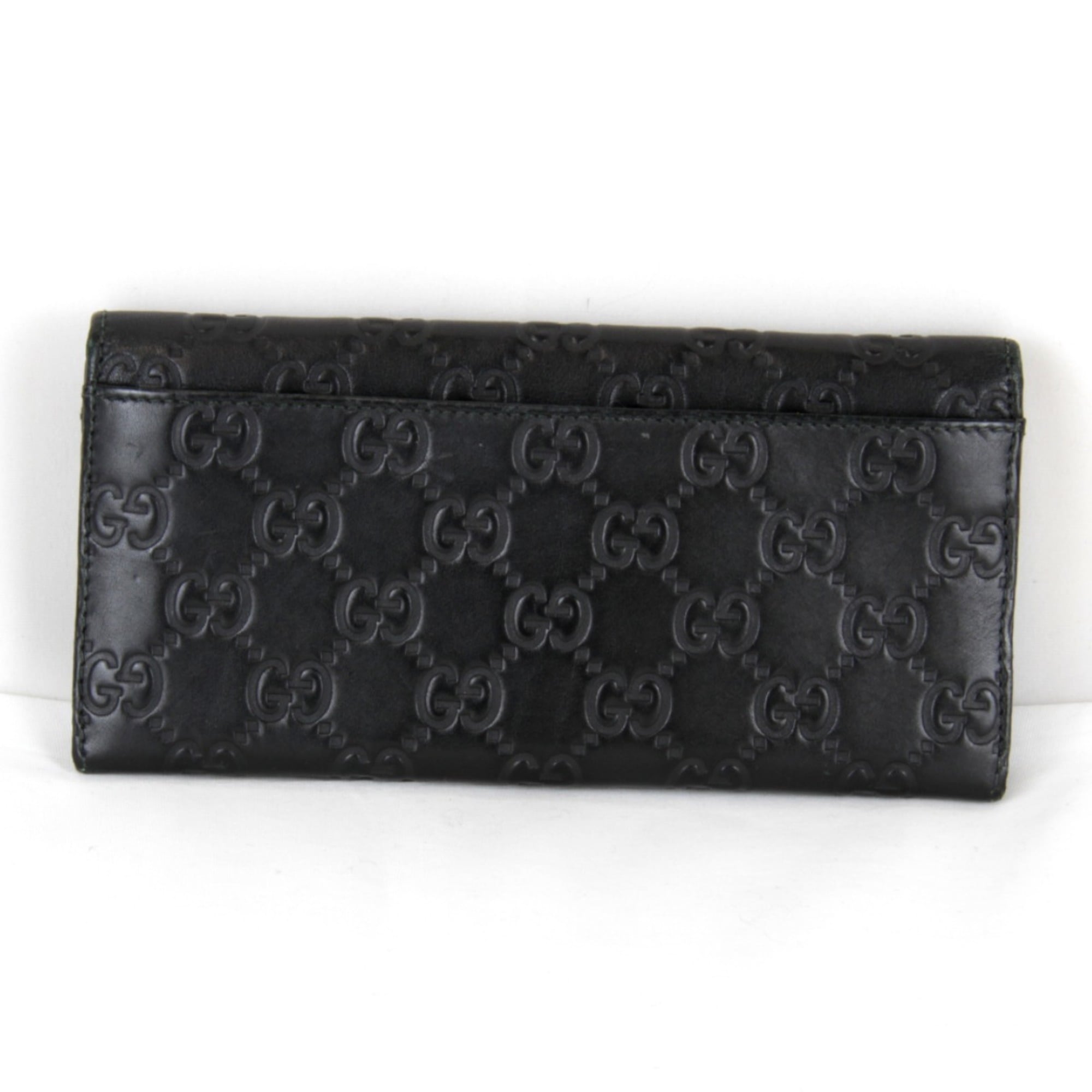 GUCCI 233112 493075 Long Wallet in Shimmer Leather, Black, Women's