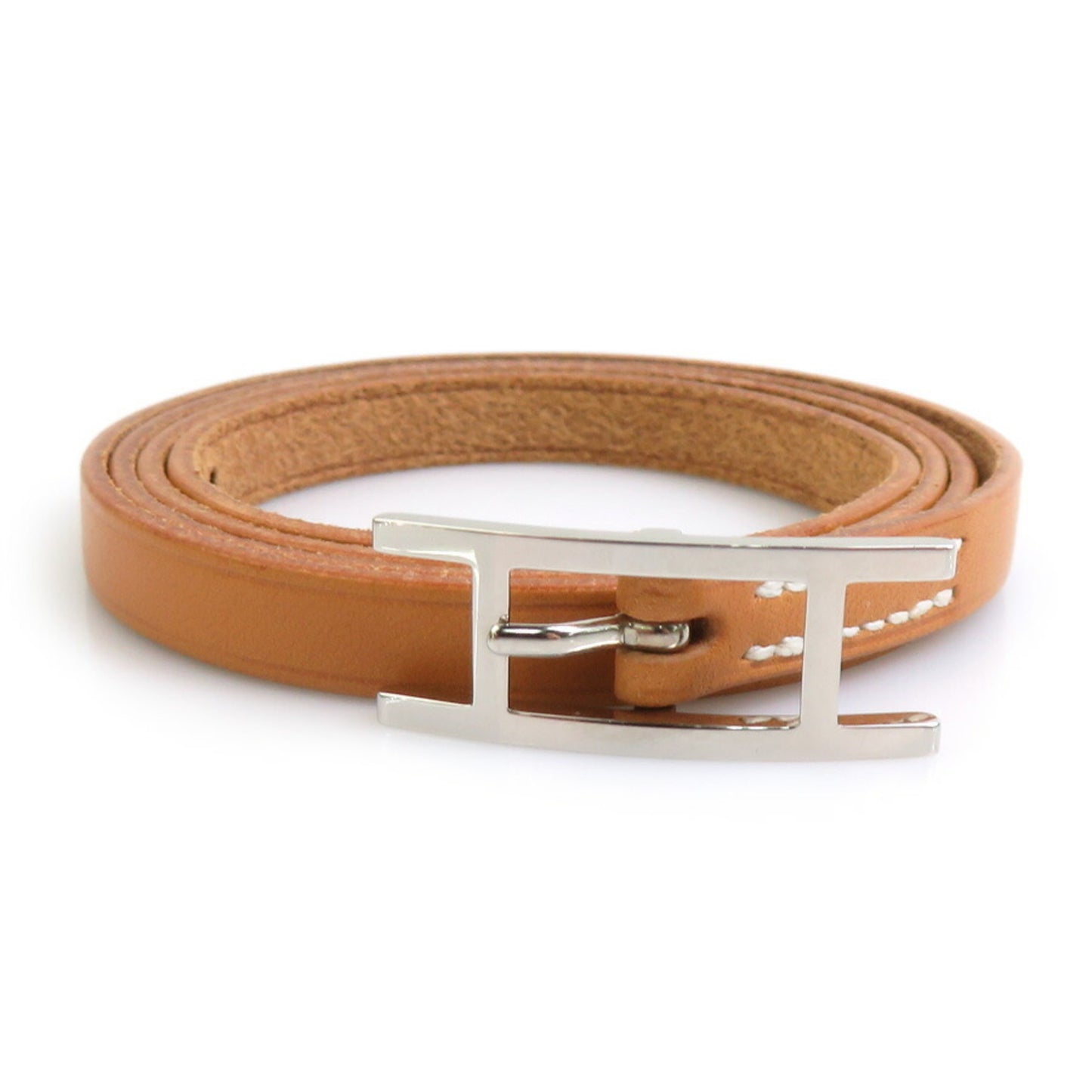 Hermes Hermès Api Leather and Metal Bracelet in Brown Silver for Men Women (e60930a)