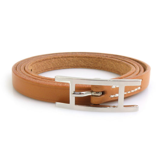 Hermes Hermès Api Leather and Metal Bracelet in Brown Silver for Men Women (e60930a)