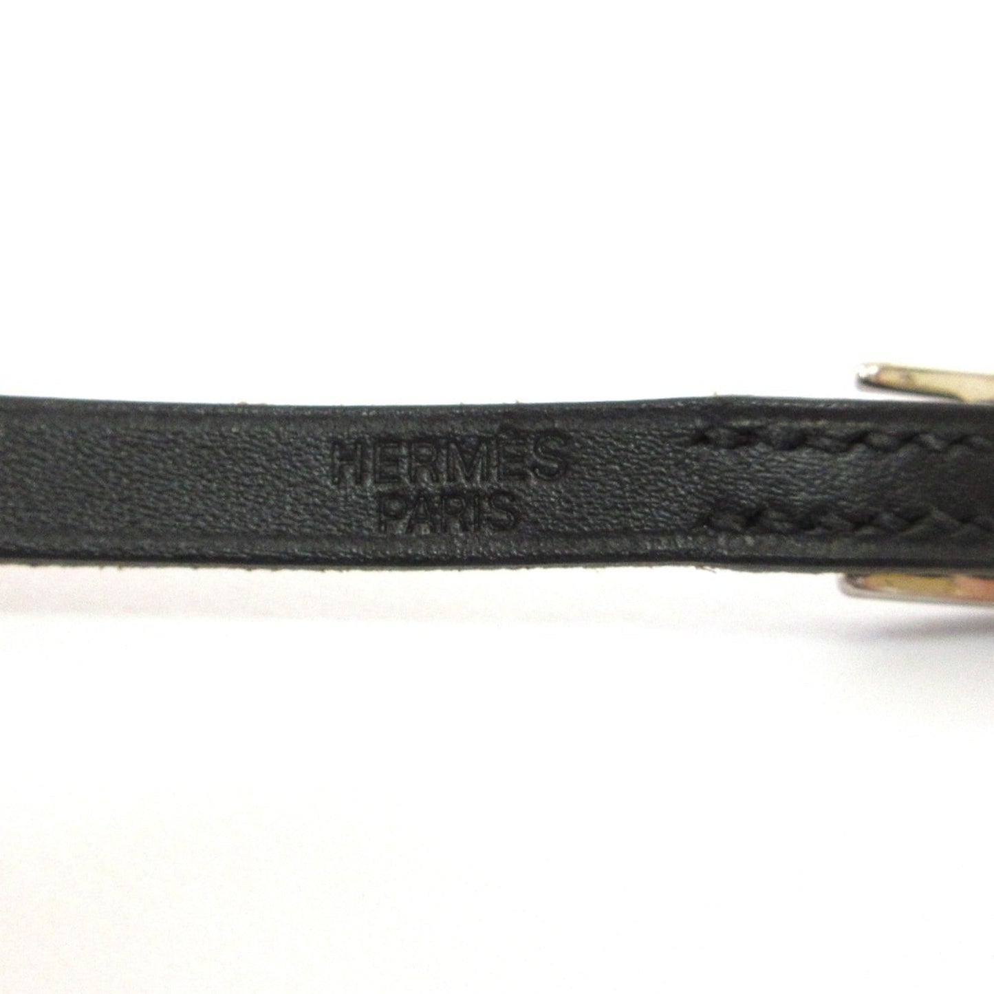 HERMES Api 3 Double Tour 2-Strand Bracelet in Black Box Calf Leather with Silver Hardware for Women