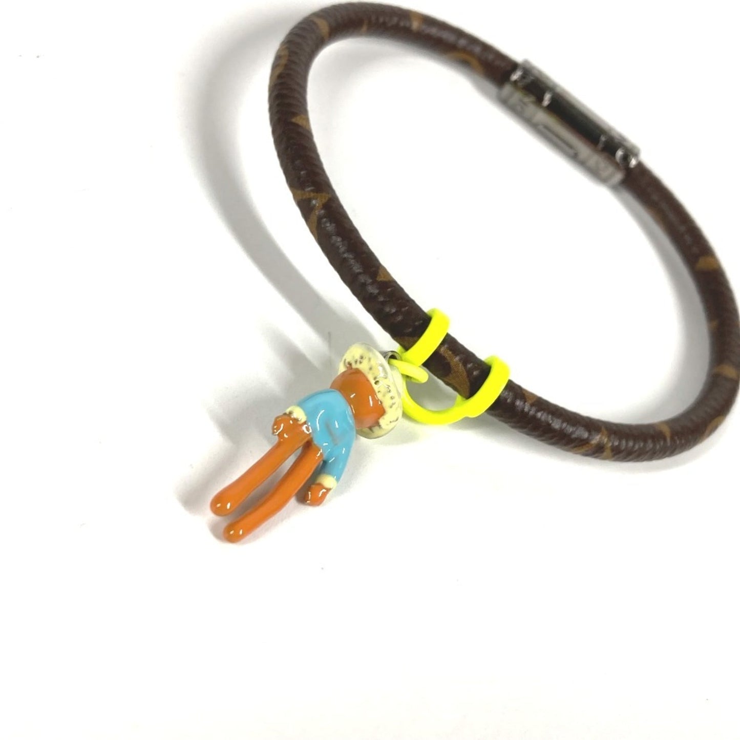 LOUIS VUITTON MP286E Monogram Canvas Hang It Mascot Bangle Bracelet for Men, Brown