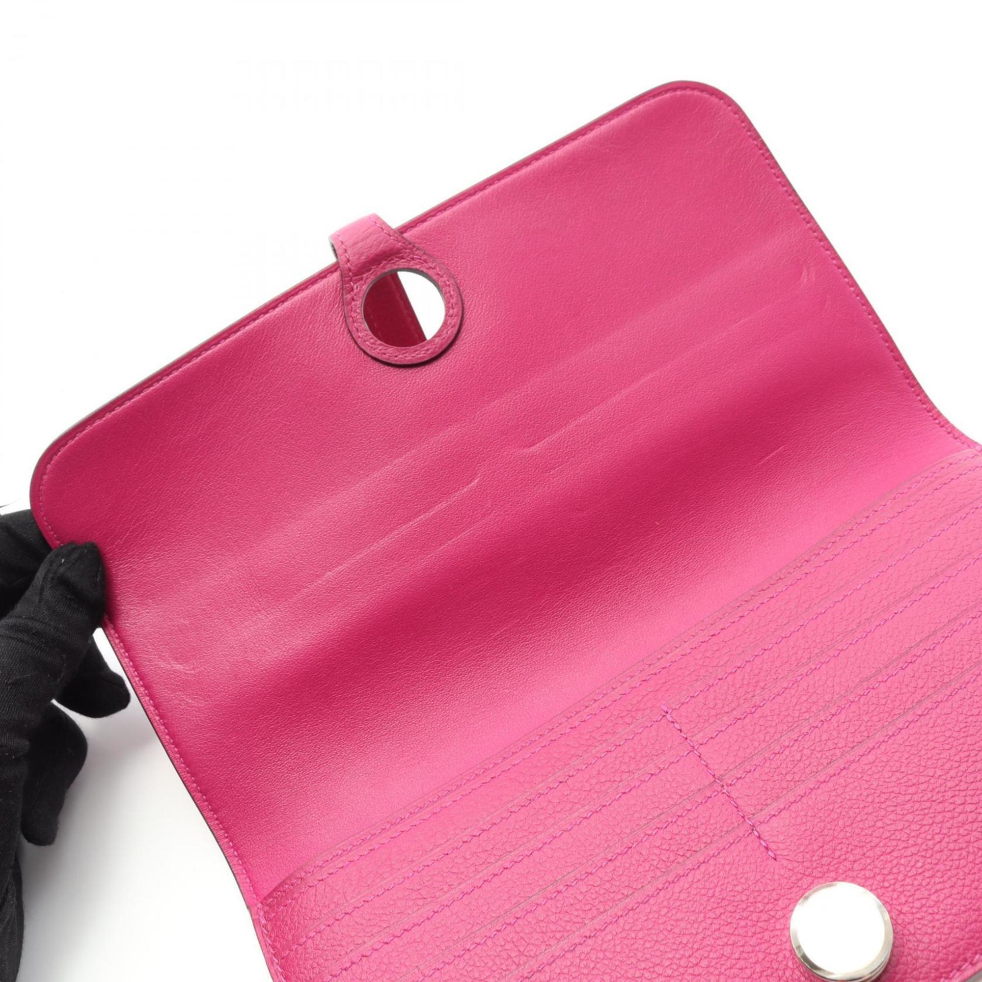 Hermes Hermès Dogon Long Bifold Wallet, Leather, Evercolor, Women's, Pink