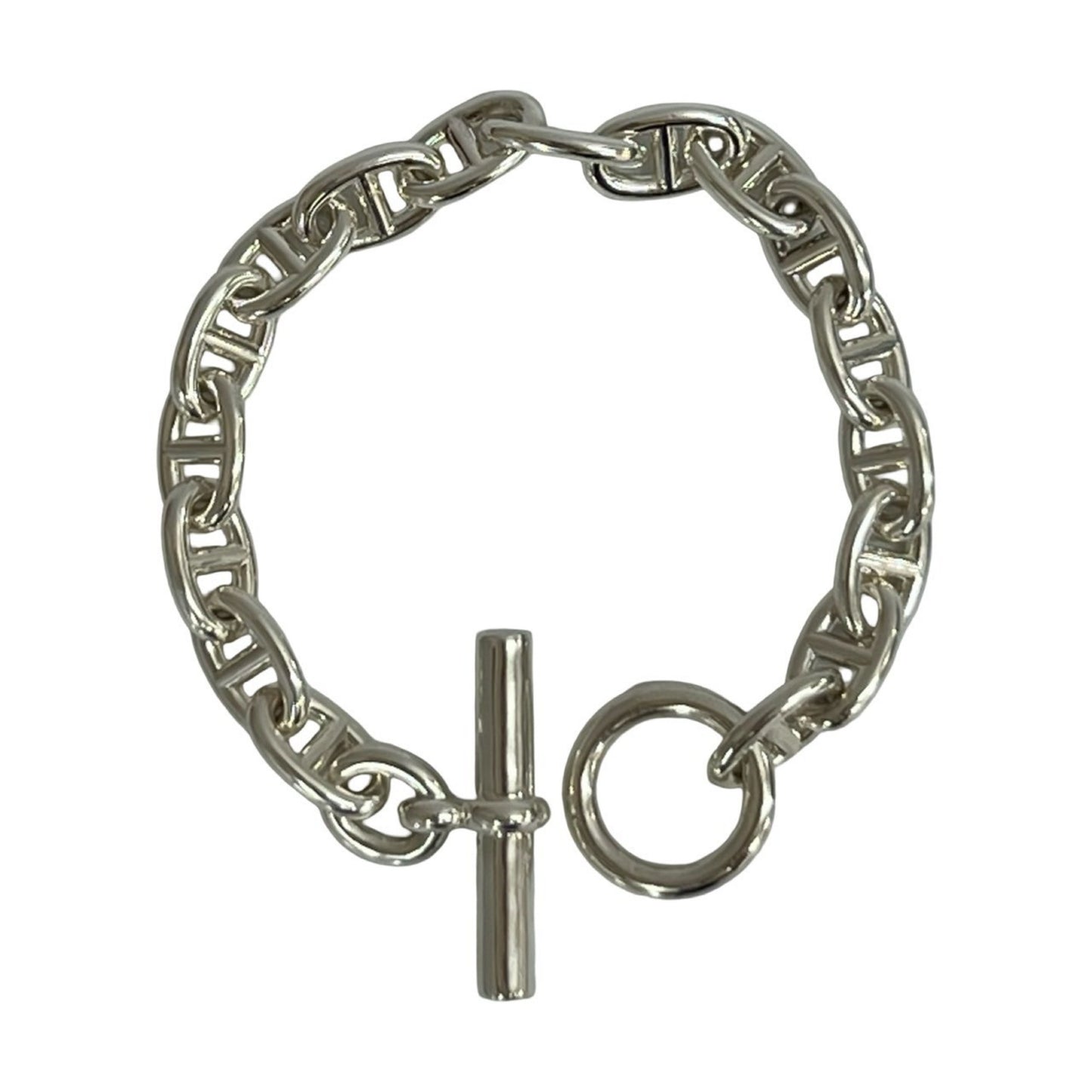 HERMES Chaine d'Ancre MM 17-link Sterling Silver 925 Chain Bracelet, Silver, 32mm