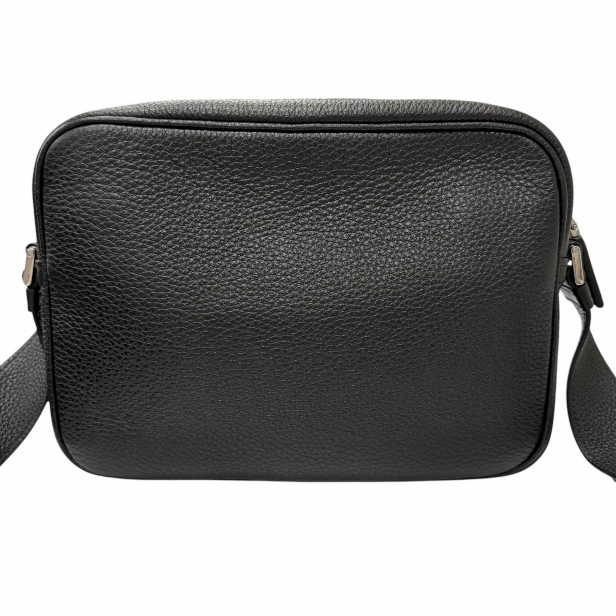 PRADA 2VH189 Leather Triangle Logo Crossbody Shoulder Bag, Black, Made in Italy, Recommended for Men — Like New