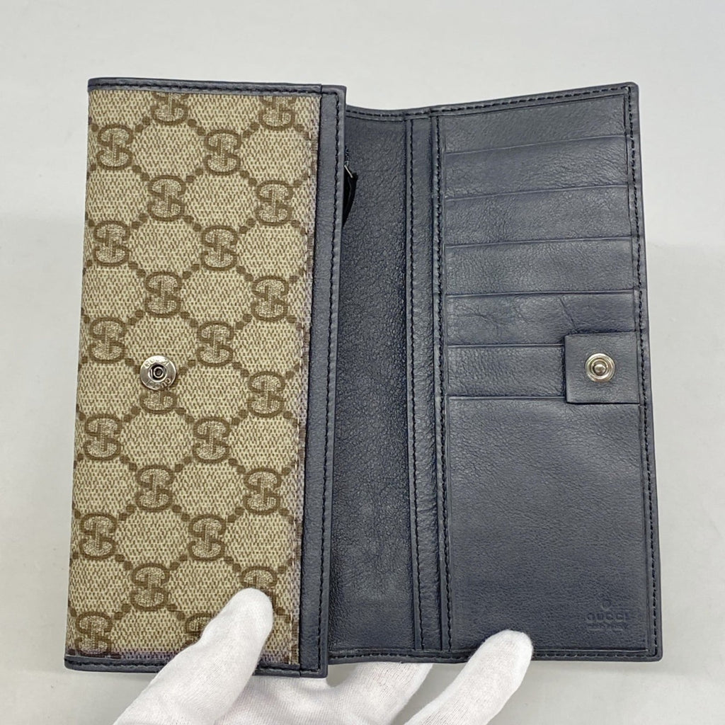 Gucci GG Supreme Long Wallet 212186 Brown Gray Men's