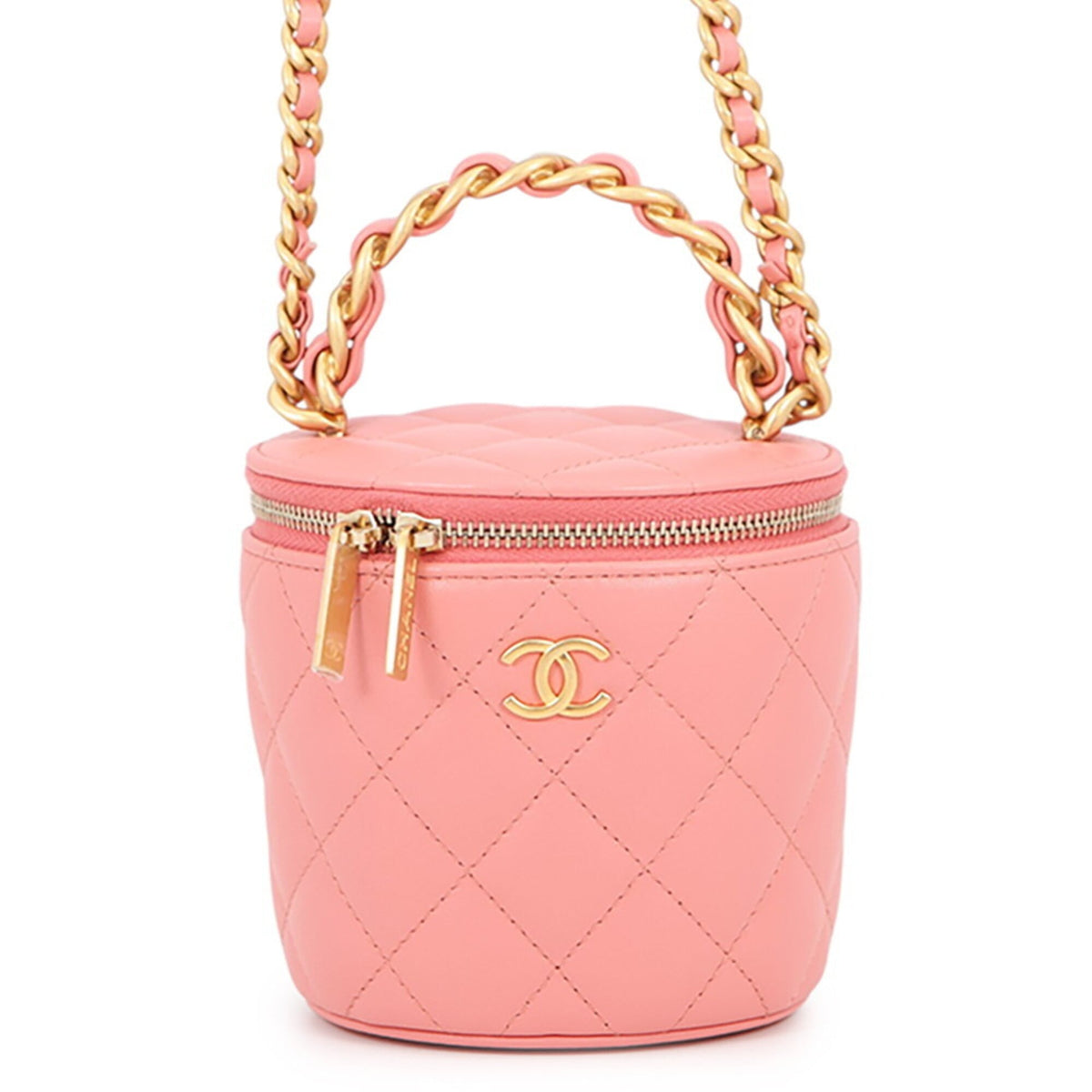 Chanel Chain Shoulder Bag, Coco Mark, Matelassé Vanity Case, Lambskin, CHANEL Handbag, Women's — Like New