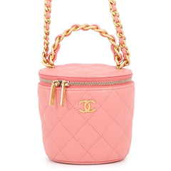 Chanel Chain Shoulder Bag, Coco Mark, Matelassé Vanity Case, Lambskin, CHANEL Handbag, Women's — Like New