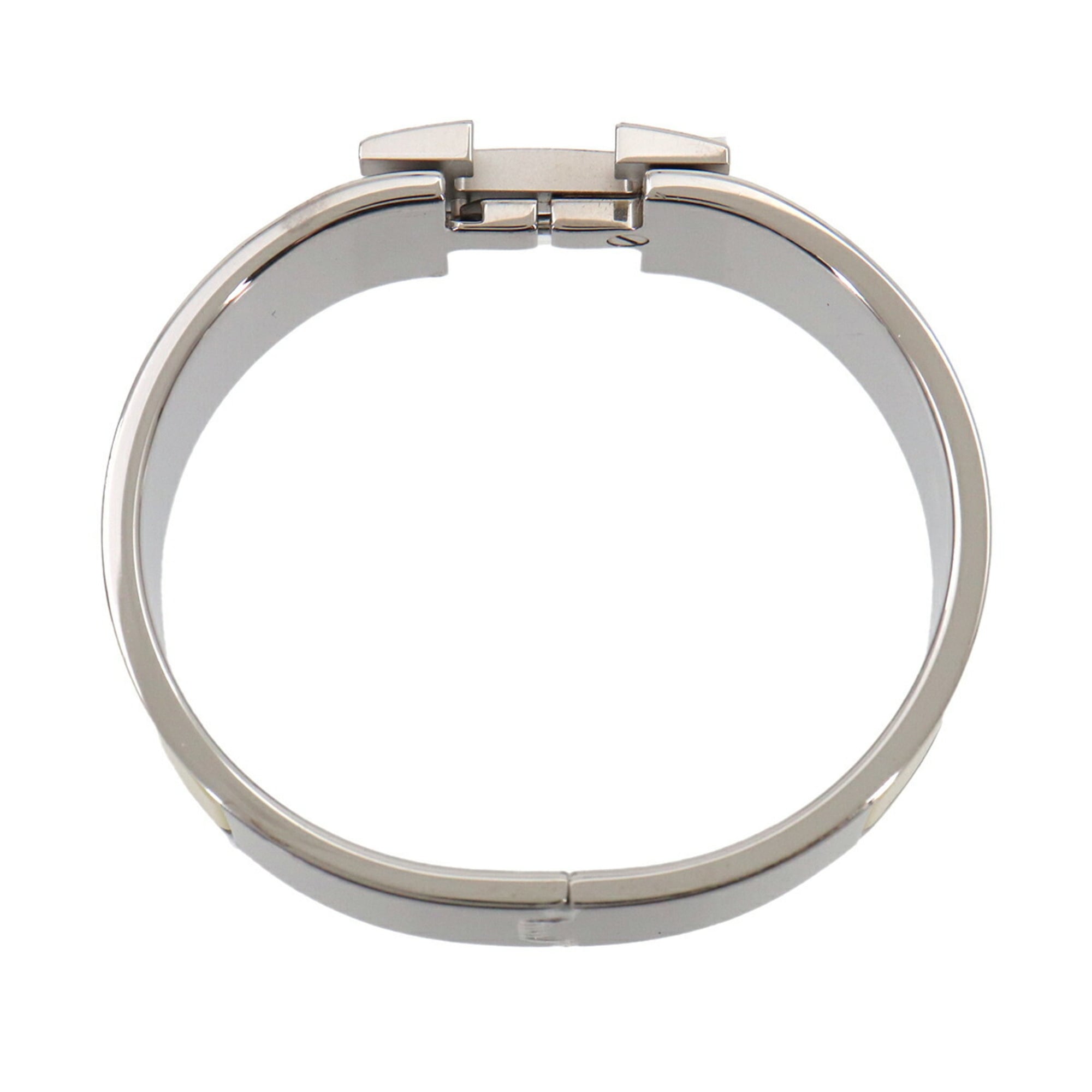 Hermes Clic Clac H PM Bangle White Jaune Citron Silver Hardware — New - Store Return